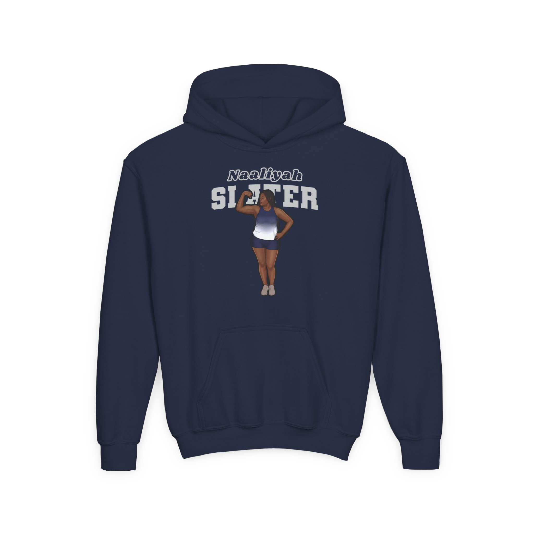 Youth Hoodie — character_name_arch in Navy