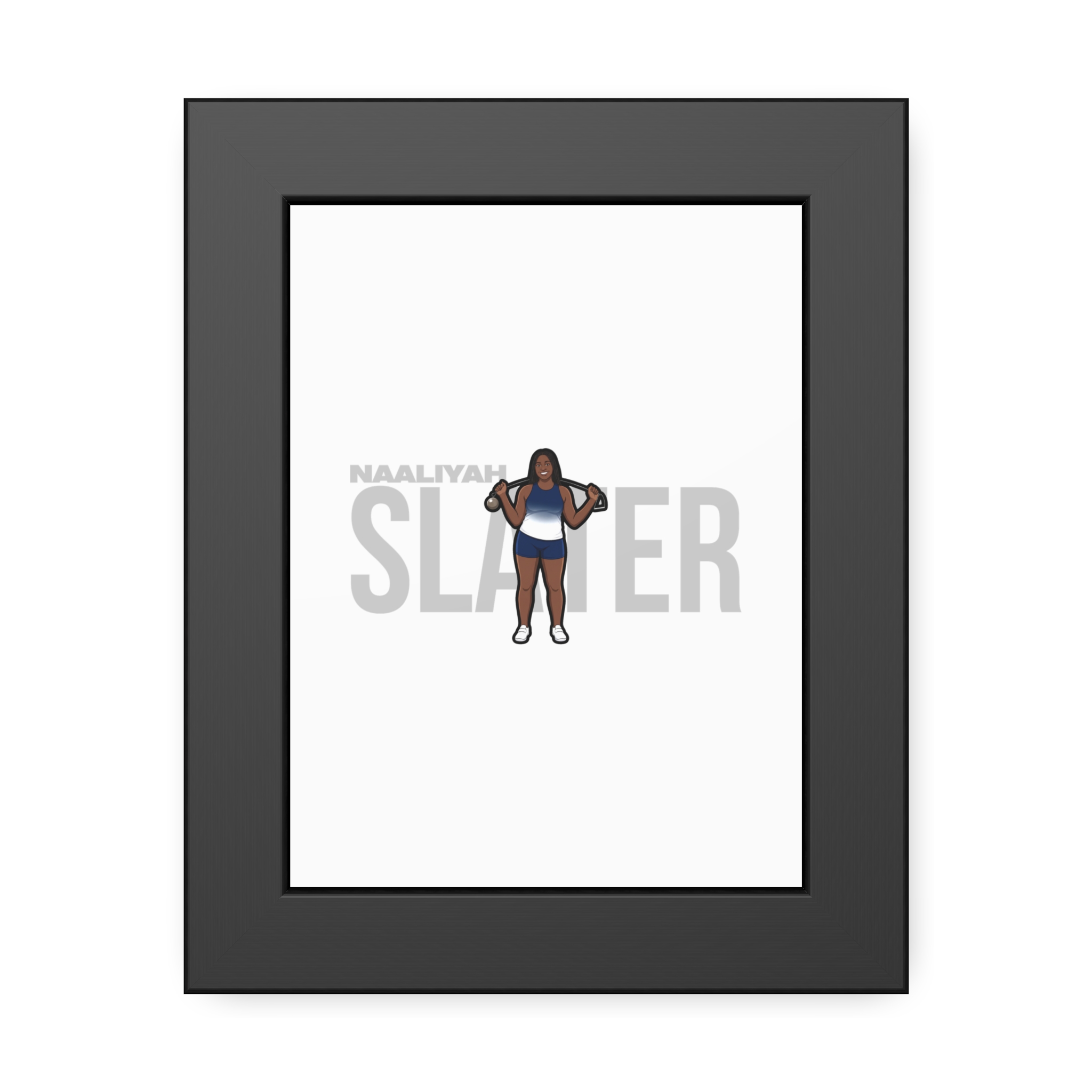 Framed Poster — character_player_name in Black