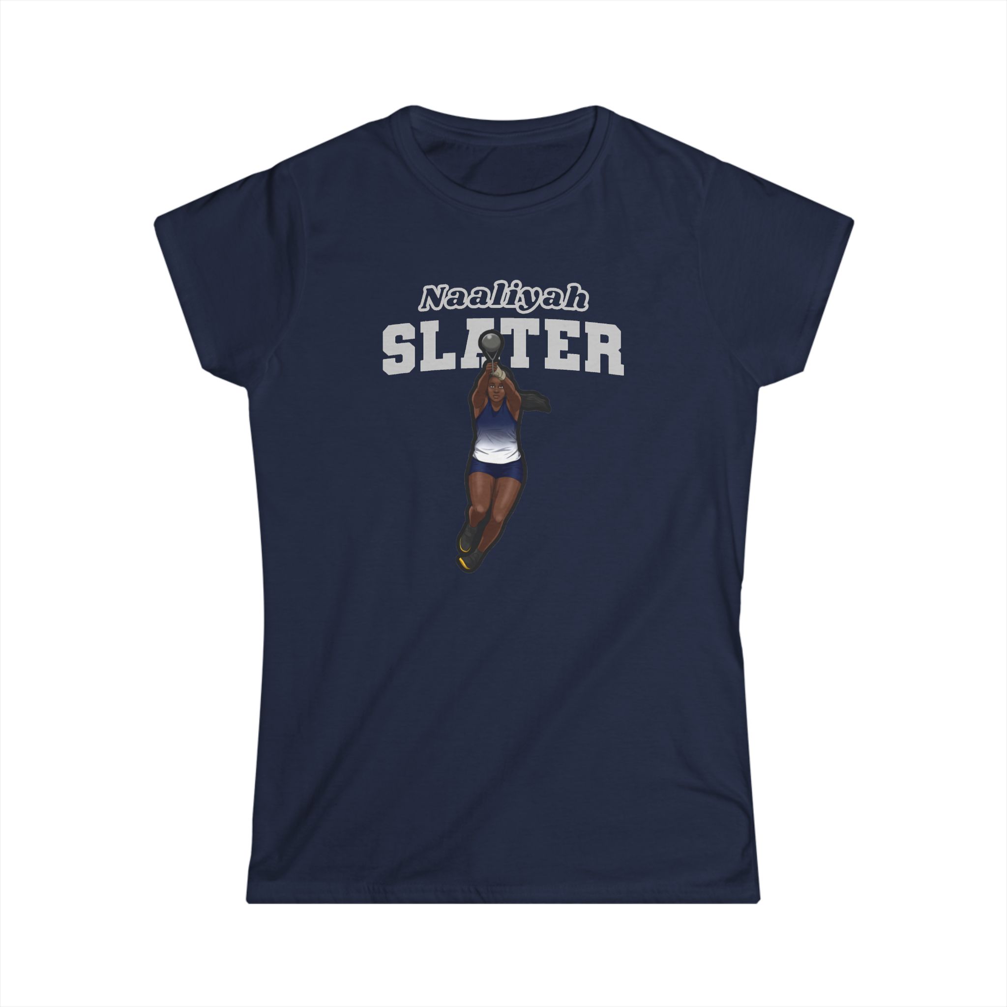 Women's Softstyle Tee — character_name_arch in Navy