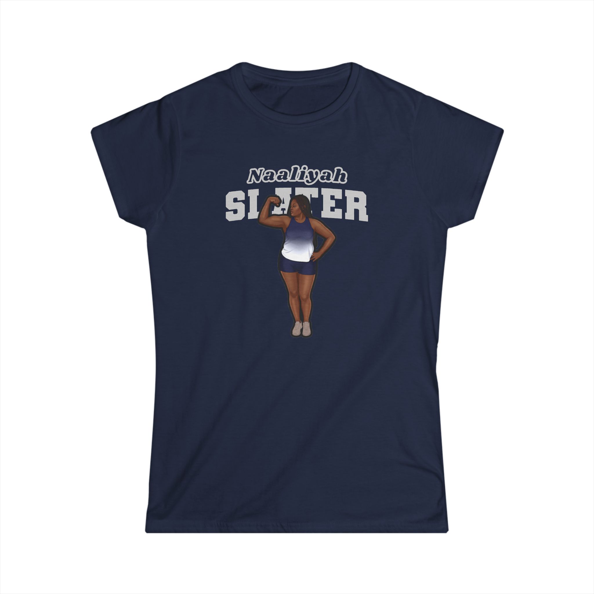 Women's Softstyle Tee — character_name_arch in Navy