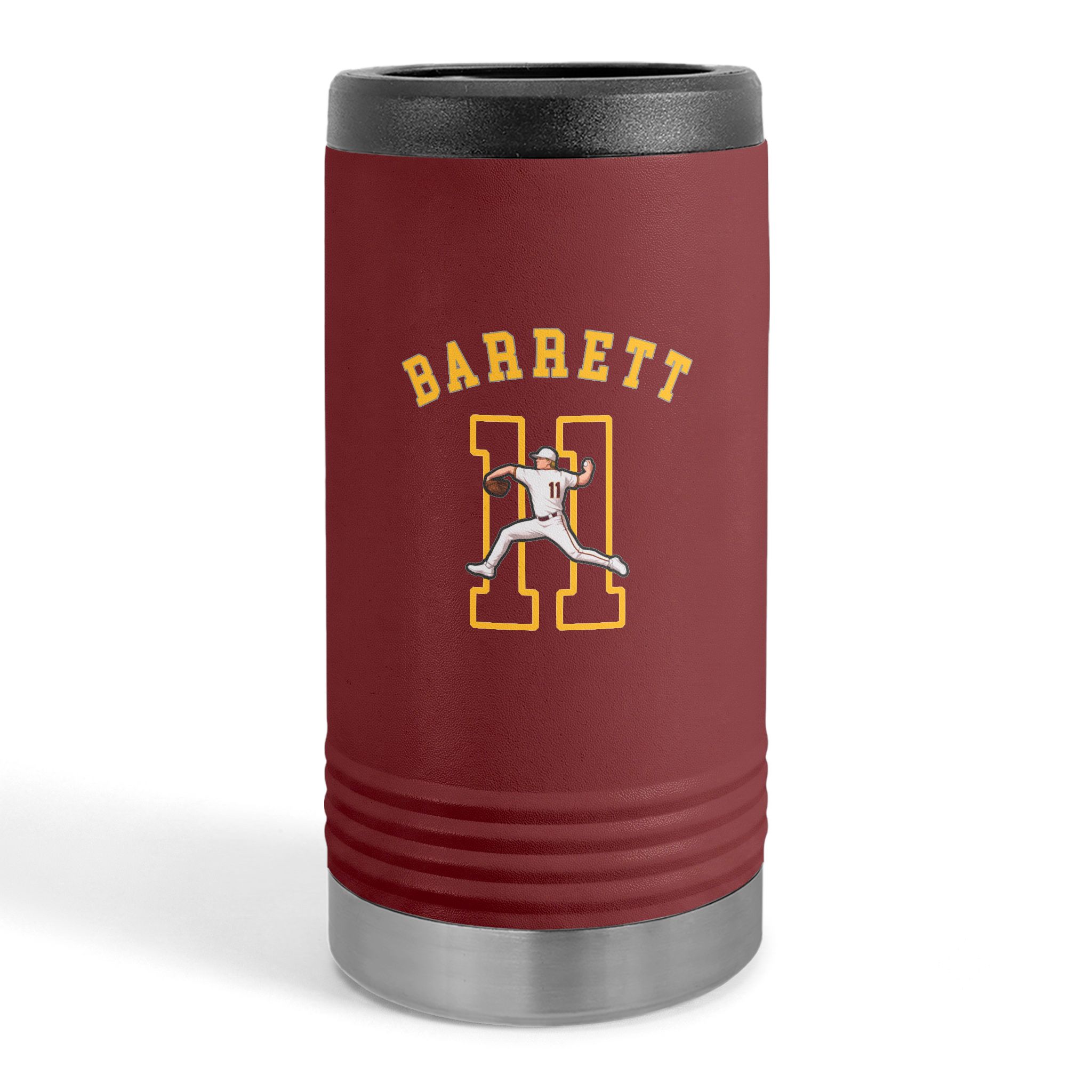 Slim Stainless Can Cooler — character_shirsey_arch in Maroon