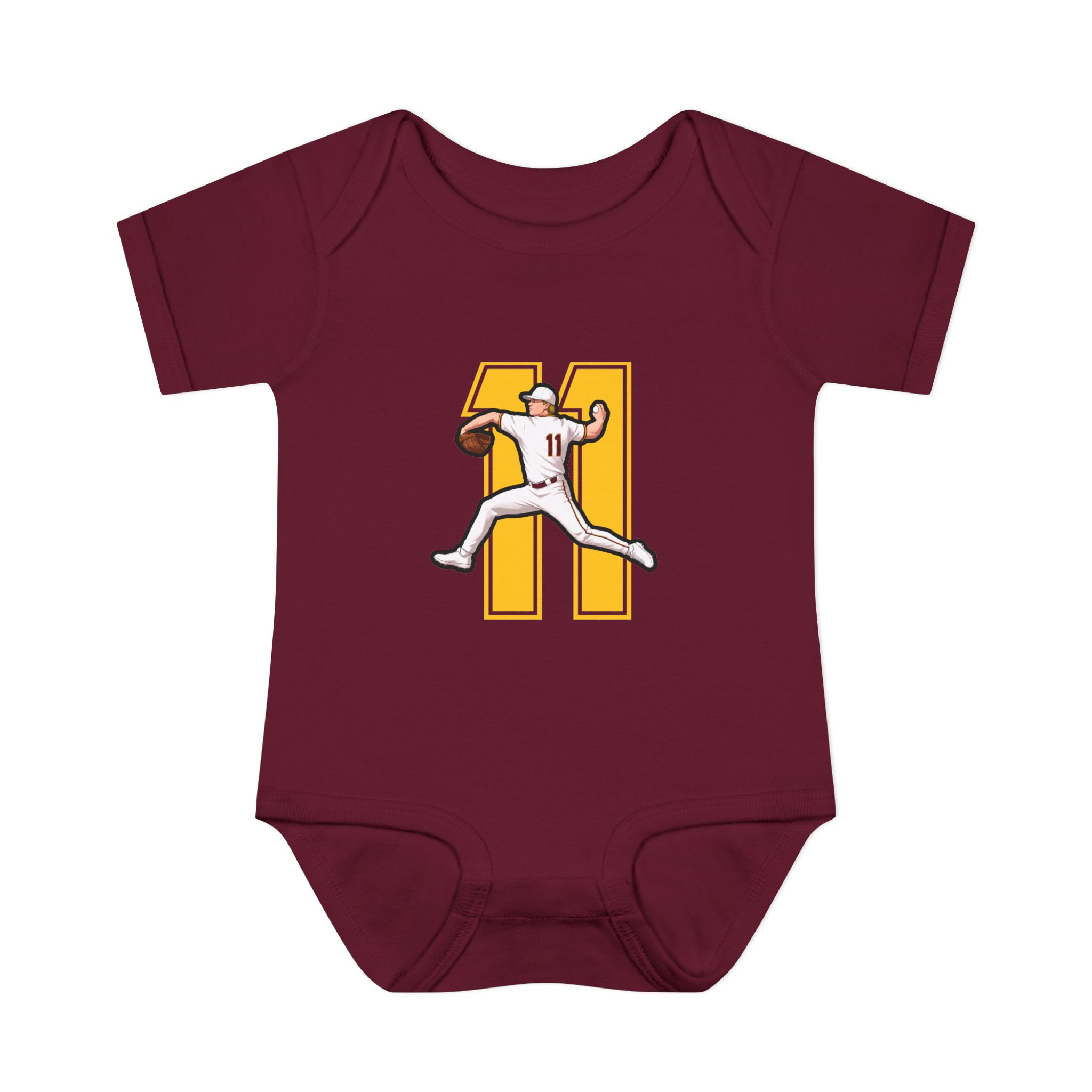 Baby Onesie — character_number in Maroon