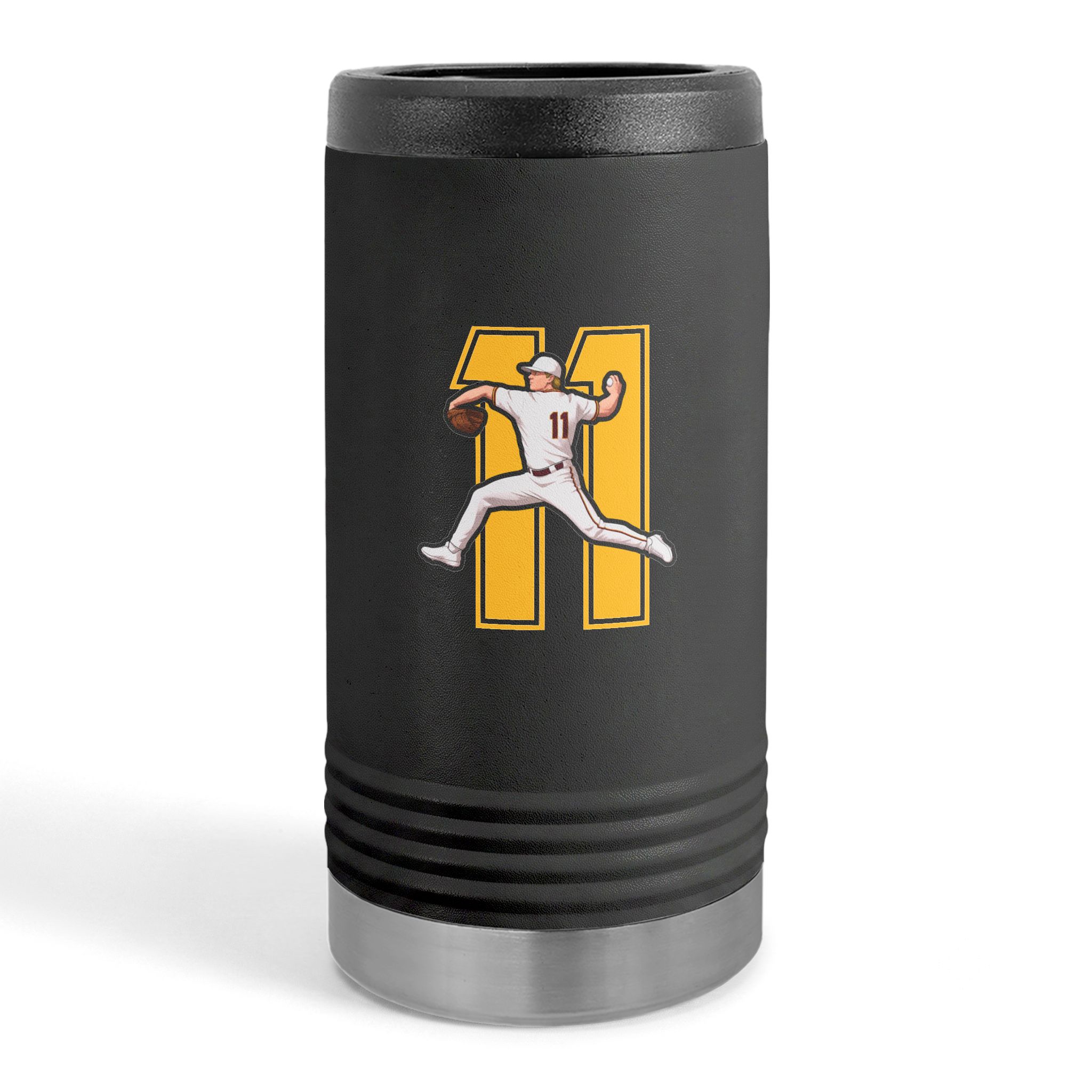 Slim Stainless Can Cooler — character_number in Black