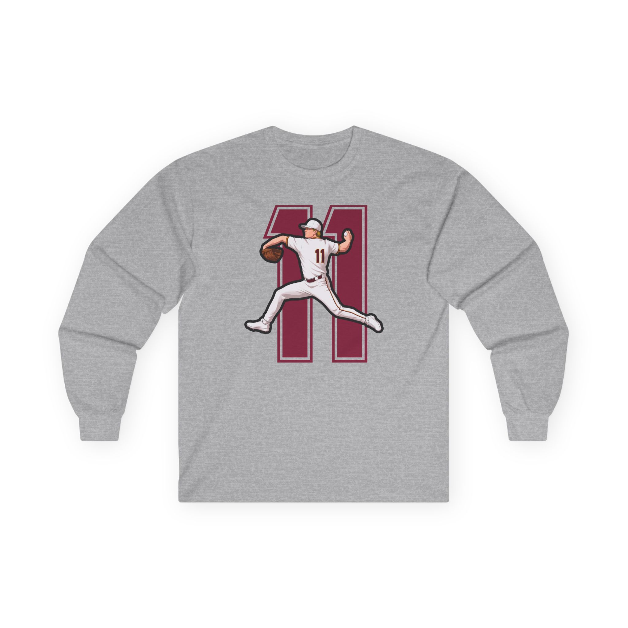 Long Sleeve Tee — character_number in Grey