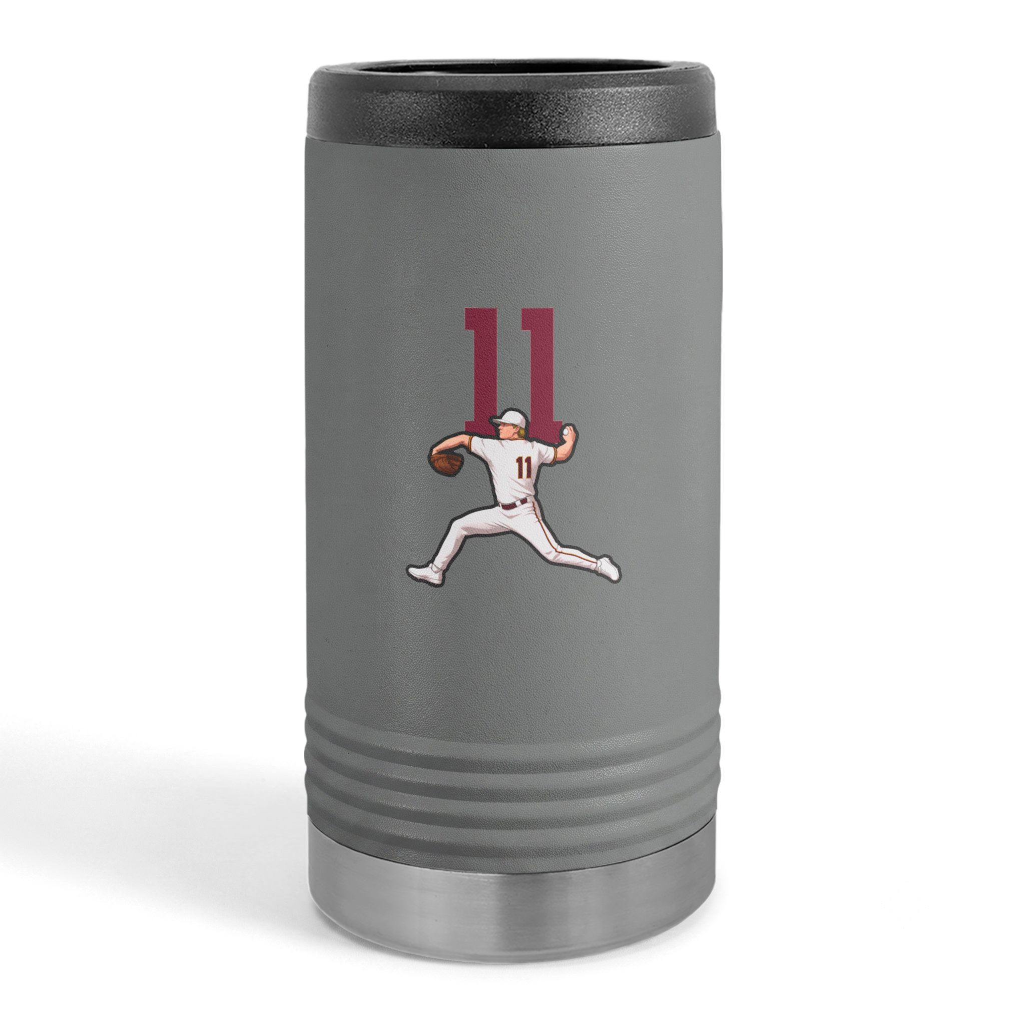 Slim Stainless Can Cooler — character_number_top in Grey