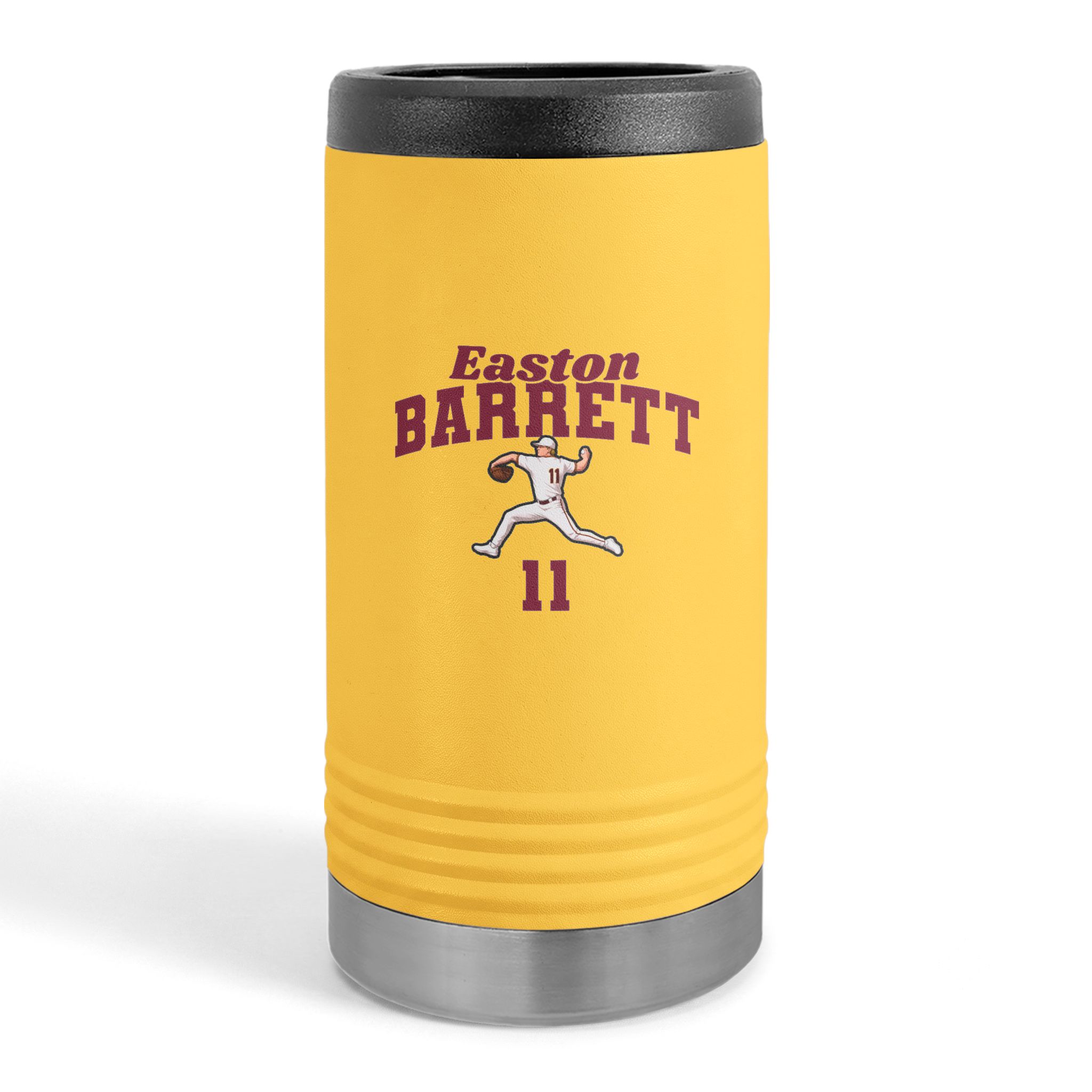 Slim Stainless Can Cooler — character_signature_arch in Yellow