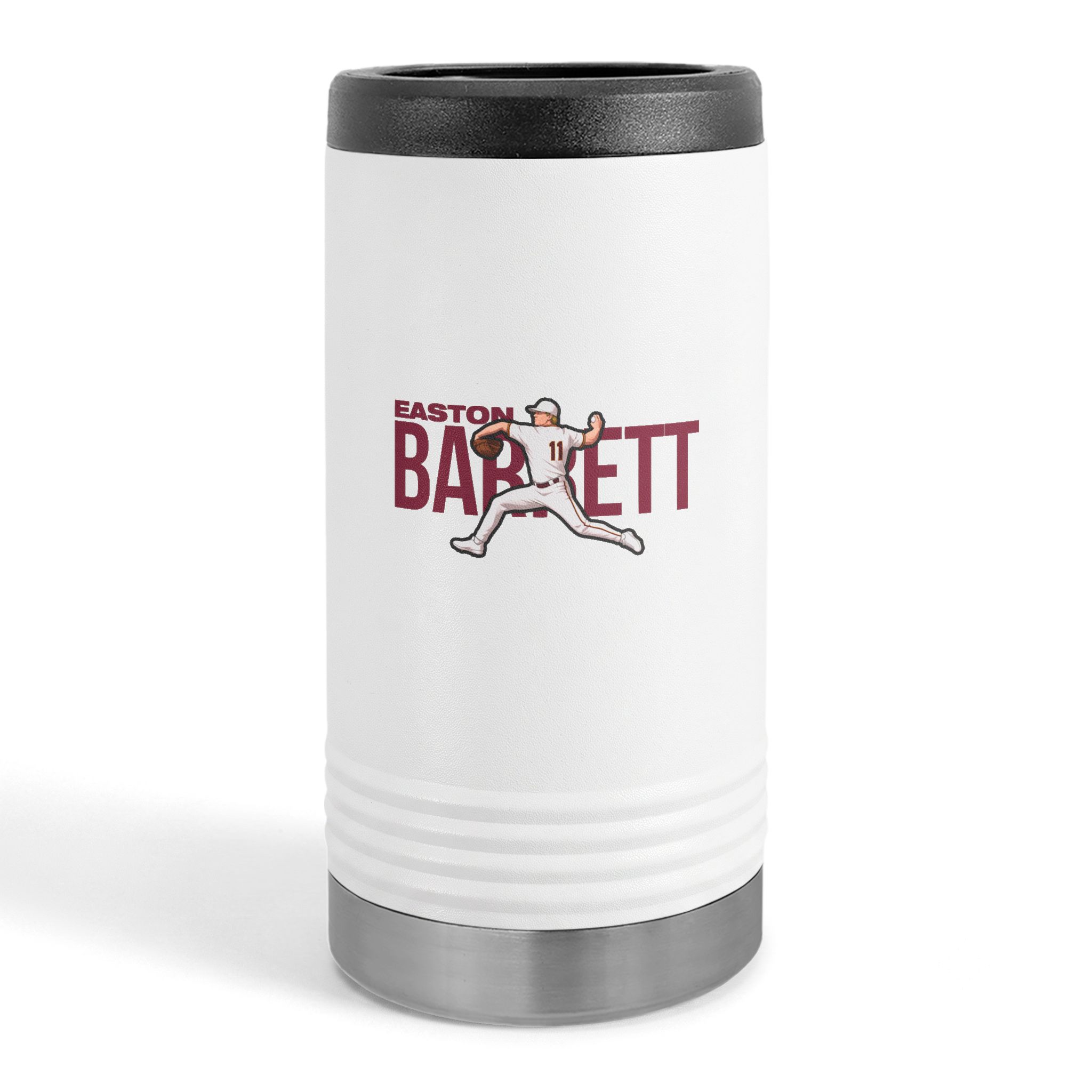 Slim Stainless Can Cooler — character_player_name in White
