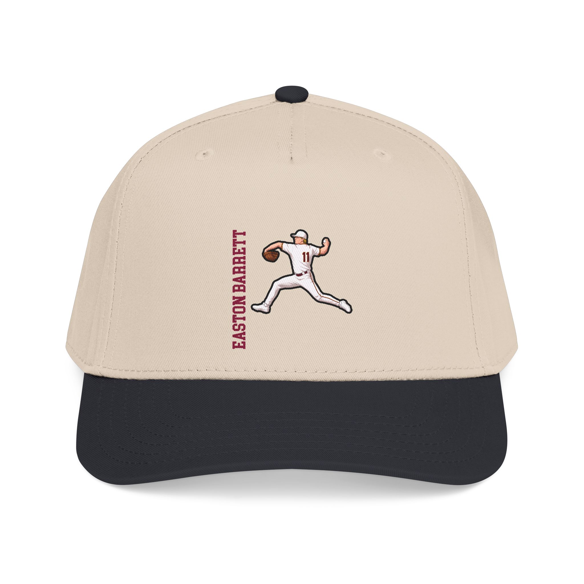 Baseball Cap — character_name_vertical in Black / Natural
