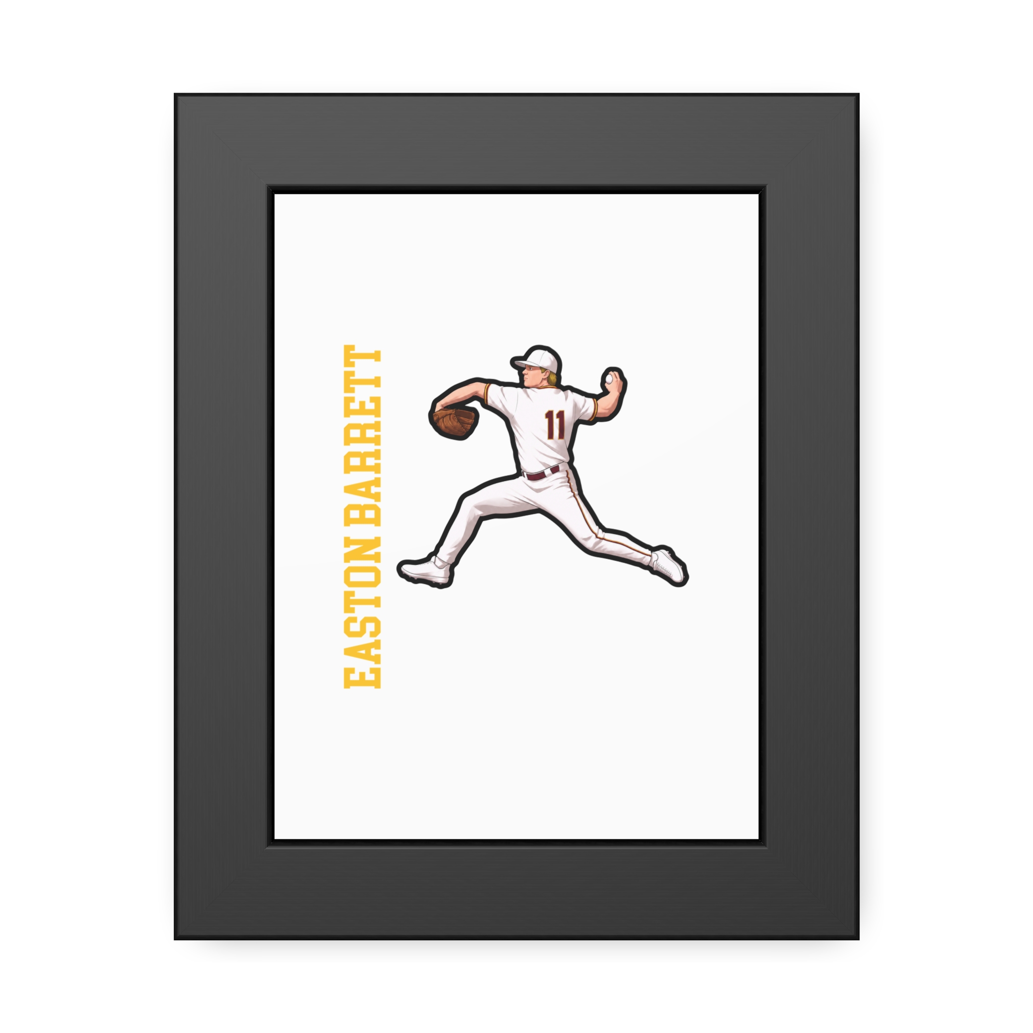 Framed Poster — character_name_vertical in Black
