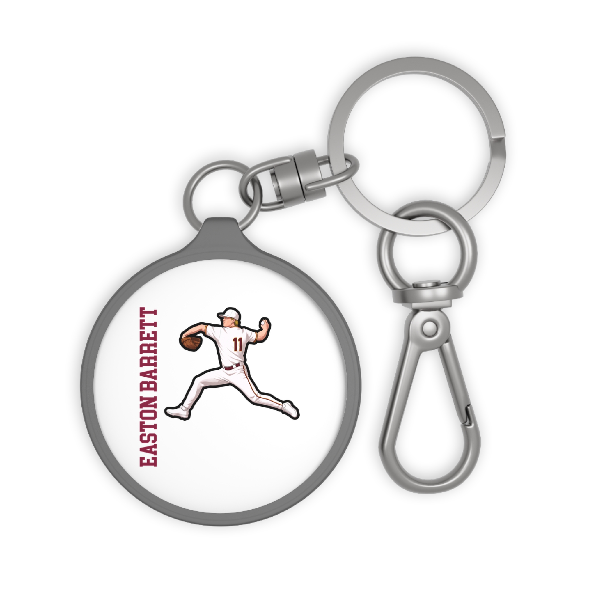 Keychain — character_name_vertical in Grey