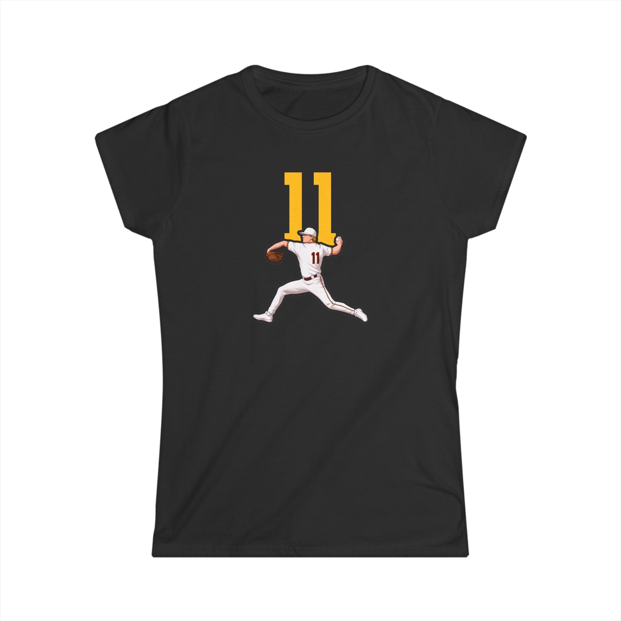 Women's Softstyle Tee — character_number_top in Black