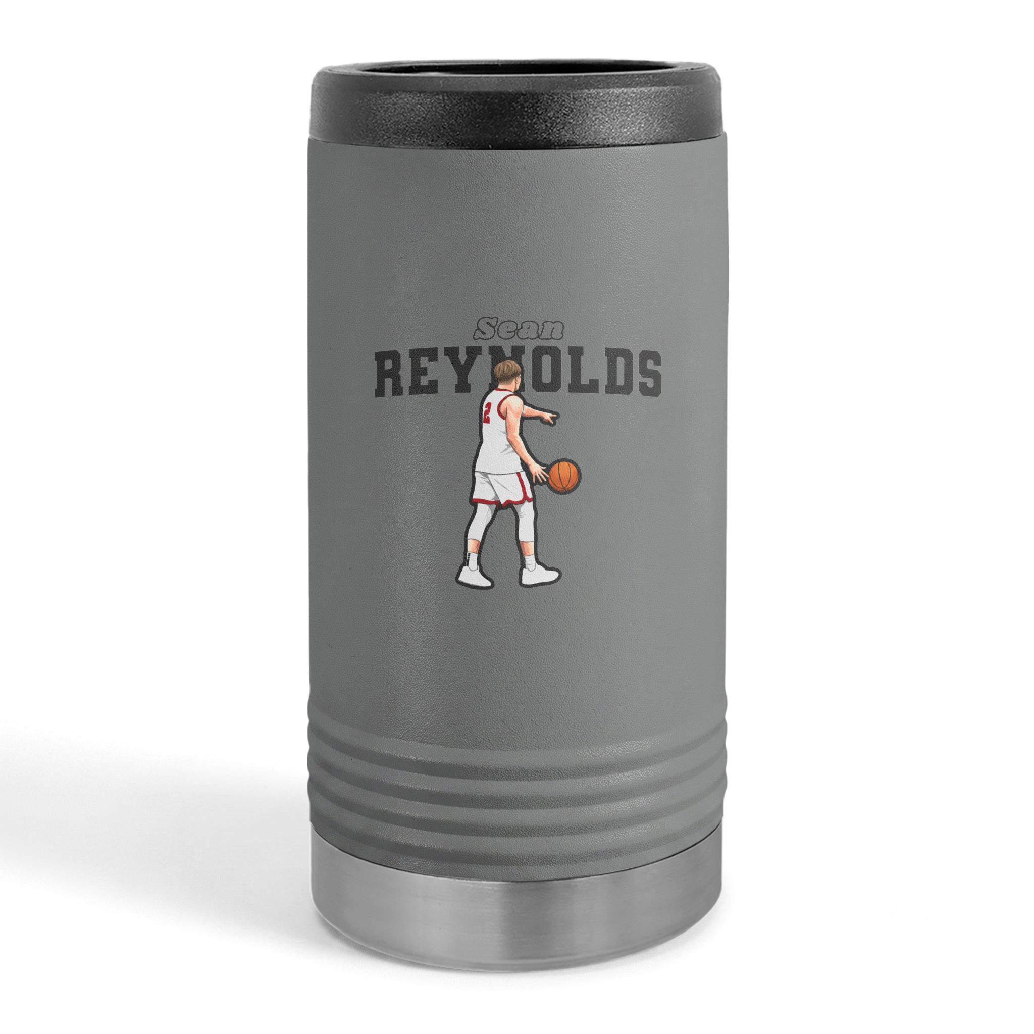 Slim Stainless Can Cooler — character_name_arch in Grey