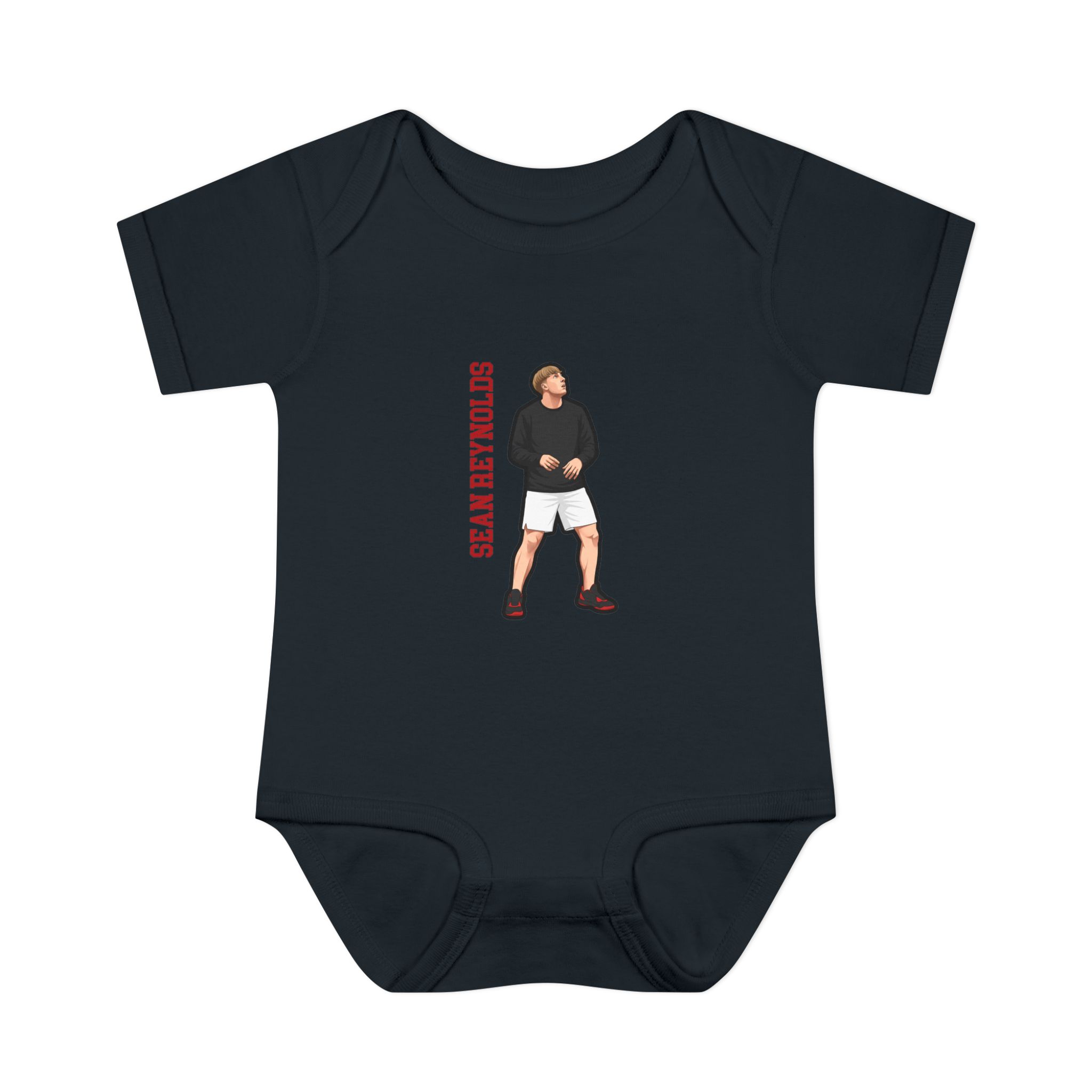 Baby Onesie — character_name_vertical in Black