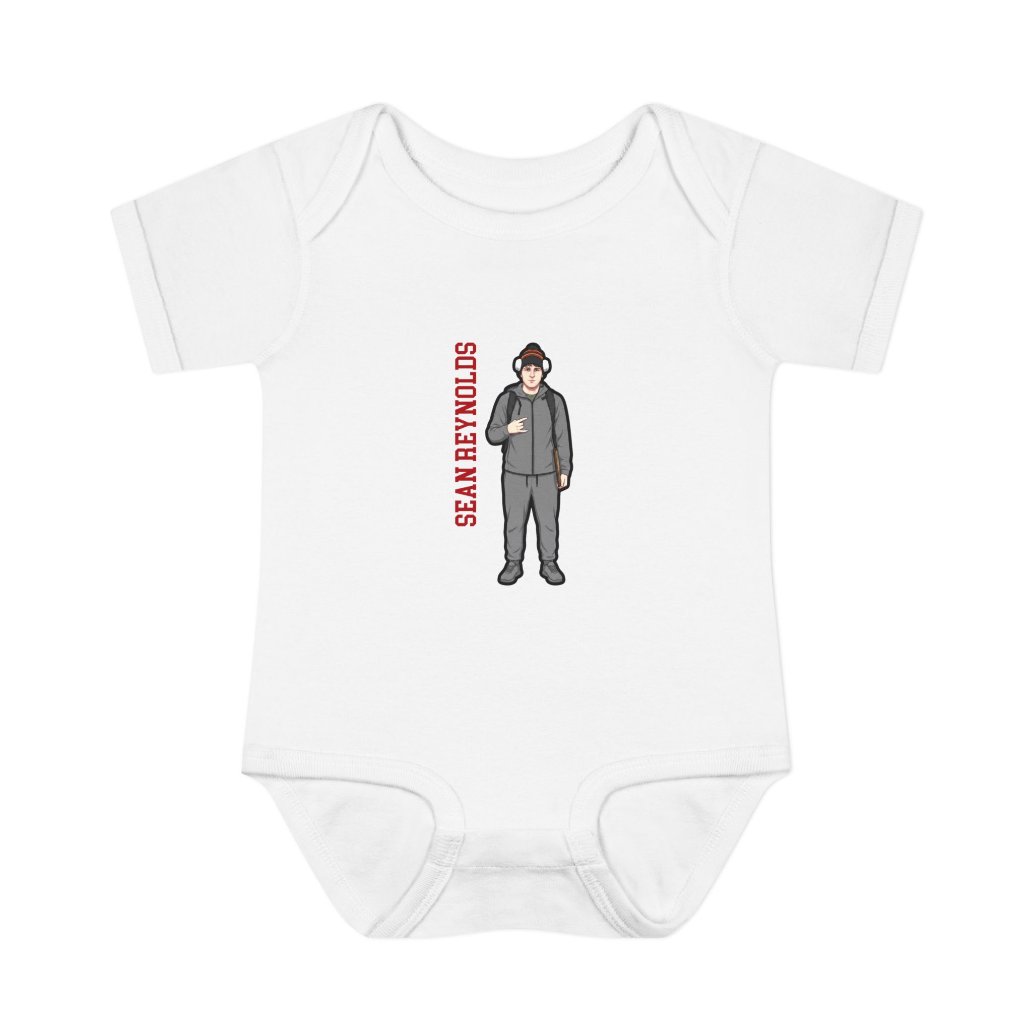 Baby Onesie — character_name_vertical in White