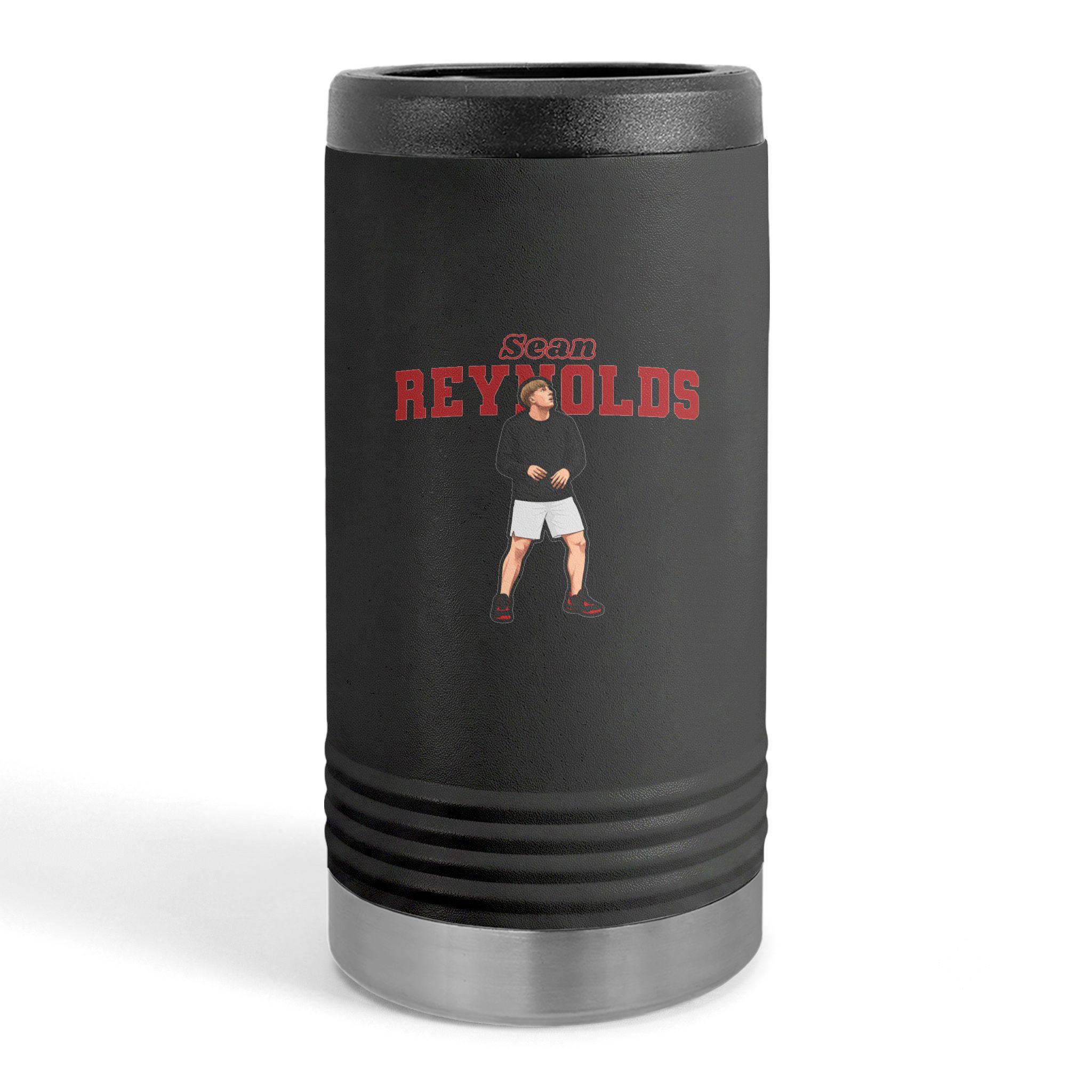 Slim Stainless Can Cooler — character_name_arch in Black
