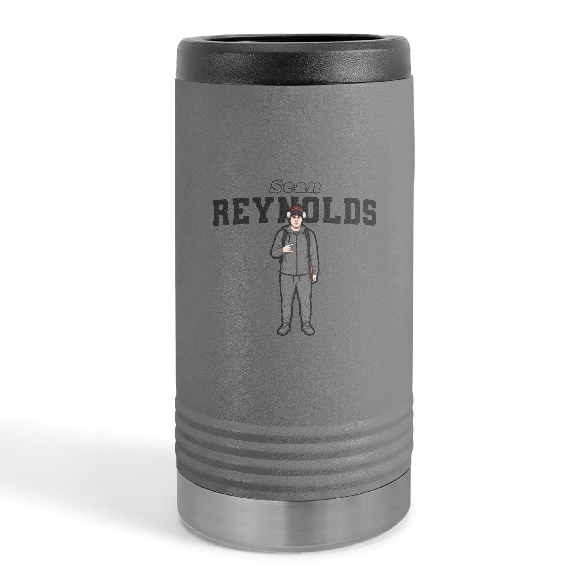 Slim Stainless Can Cooler — character_name_arch in Grey