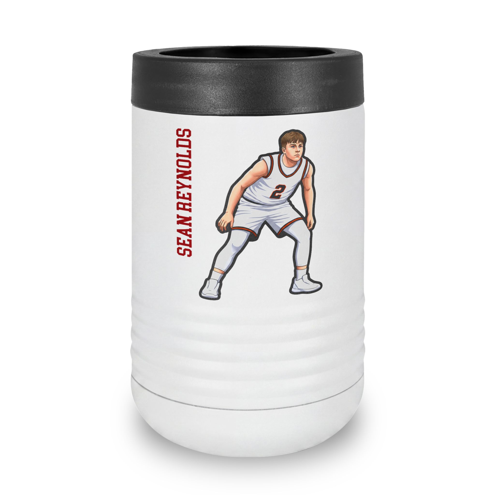 Stainless Can Cooler — character_name_vertical in White