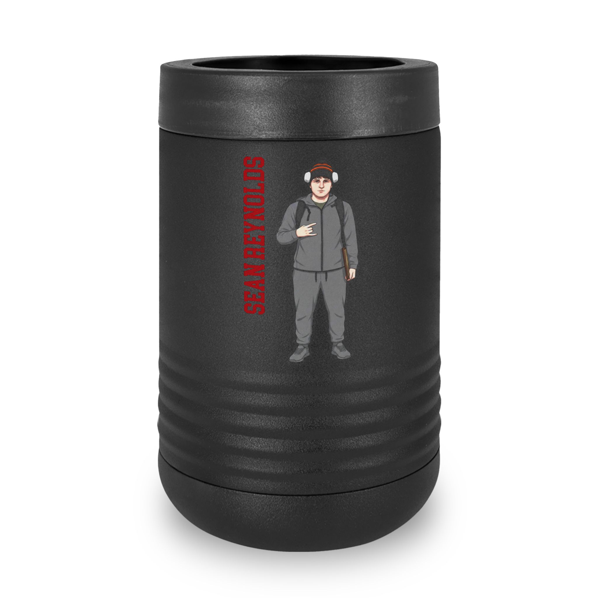 Stainless Can Cooler — character_name_vertical in Black