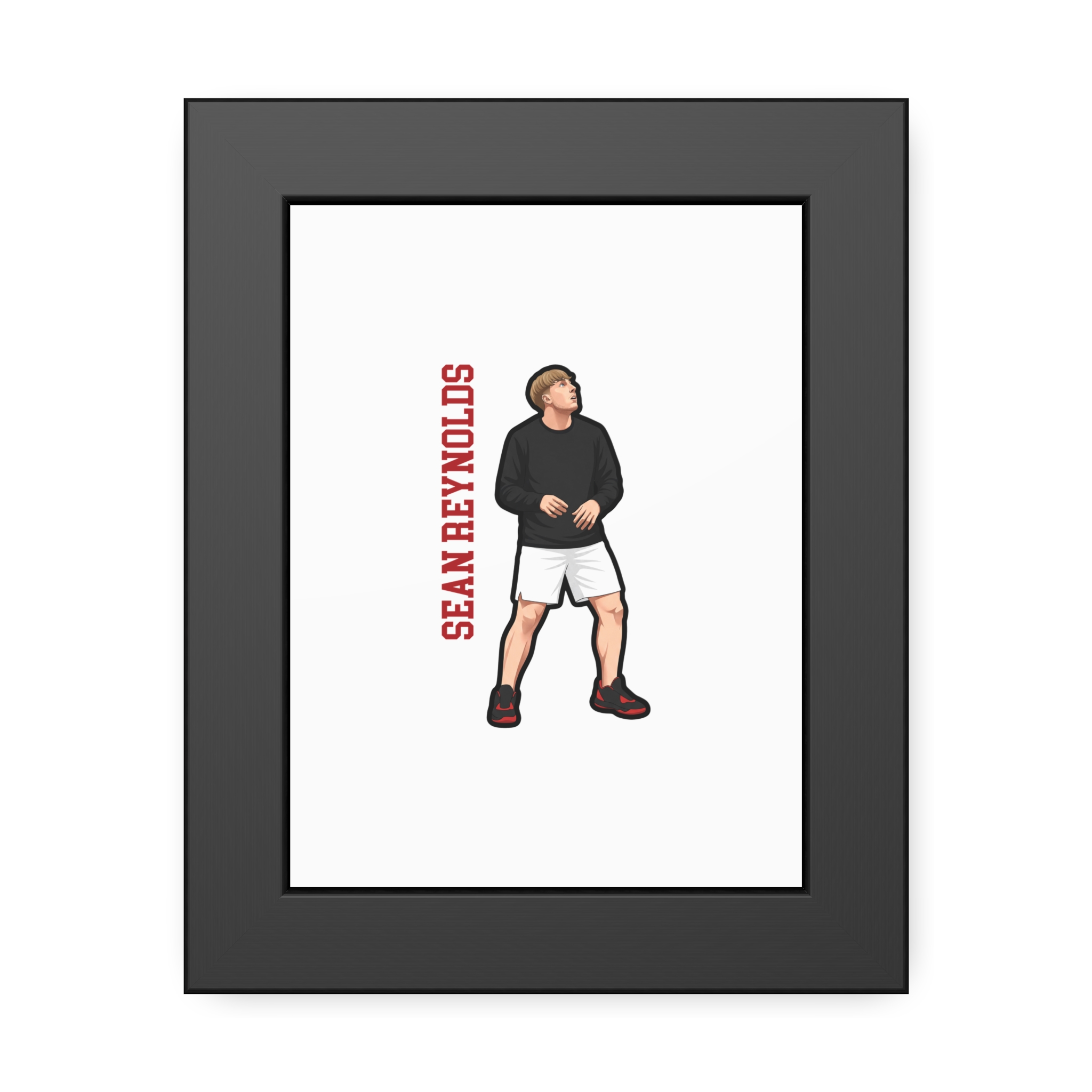 Framed Poster — character_name_vertical in Black
