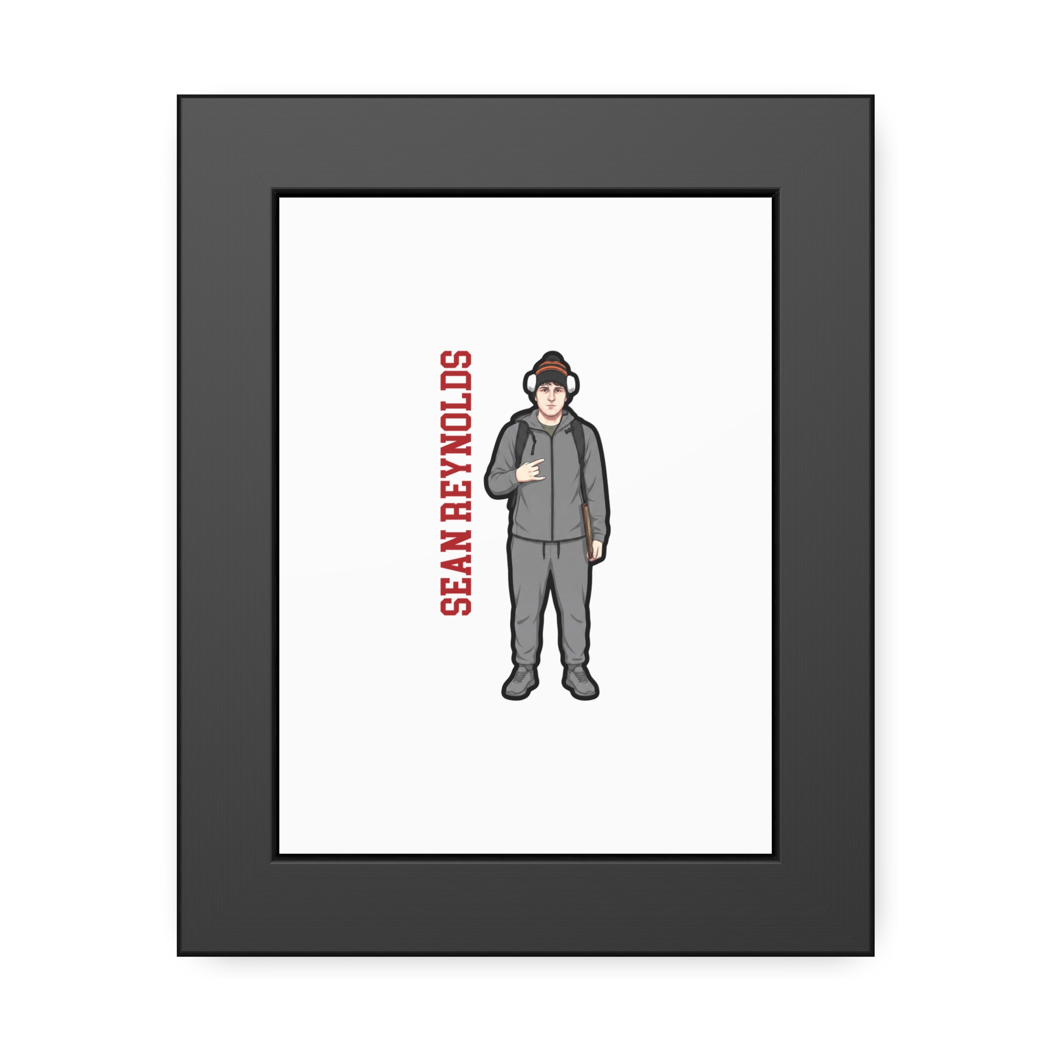 Framed Poster — character_name_vertical in Black