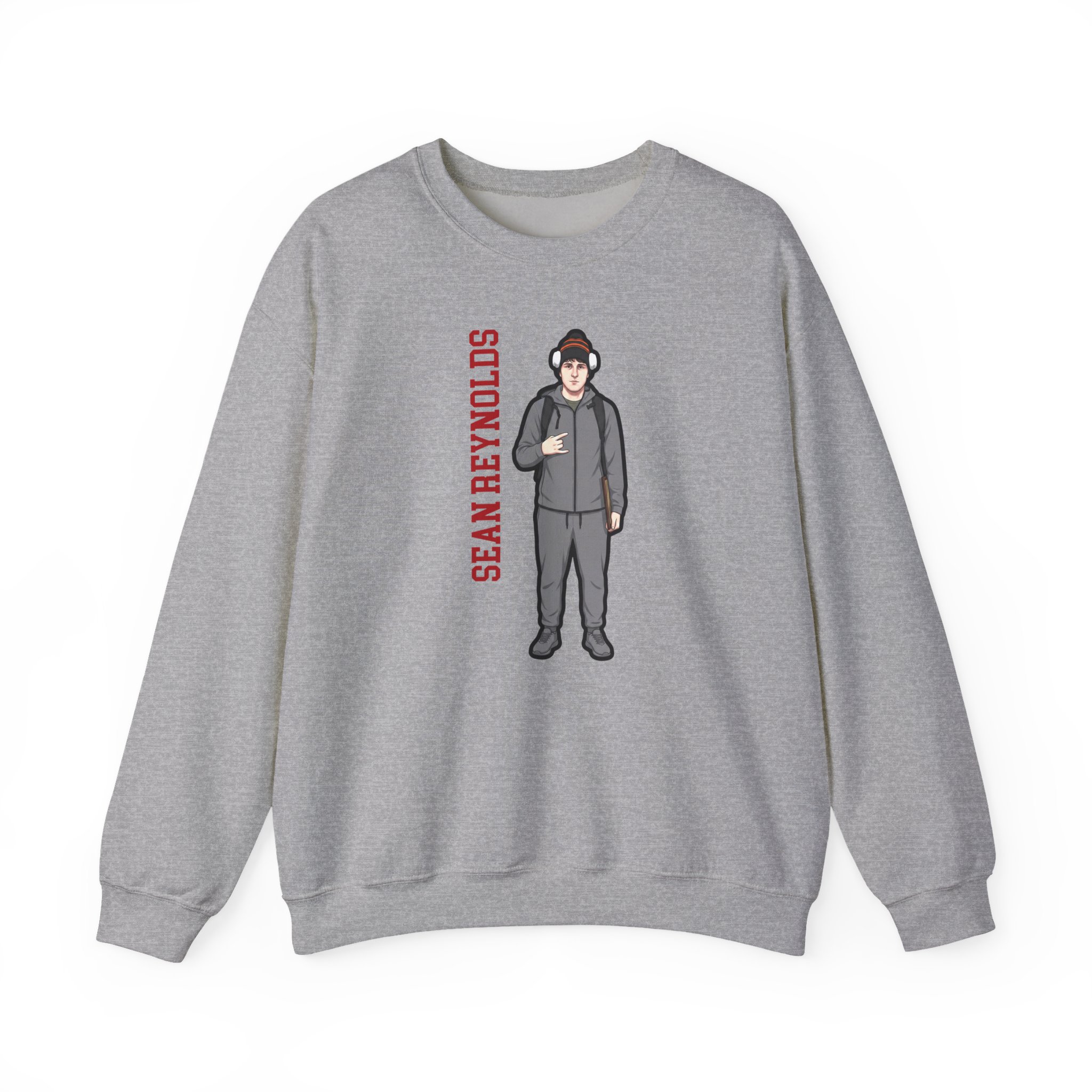 Crewneck Sweatshirt — character_name_vertical in Grey