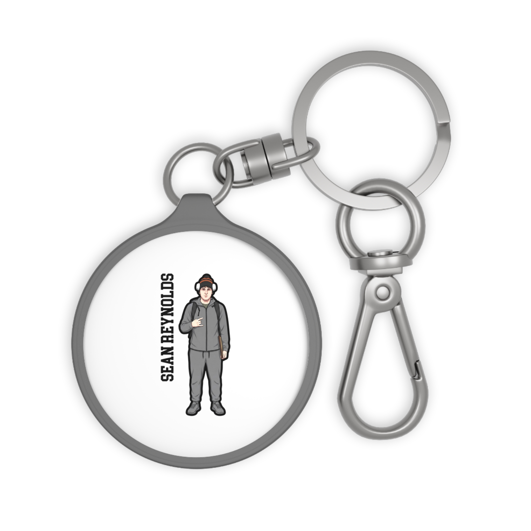 Keychain — character_name_vertical in Grey