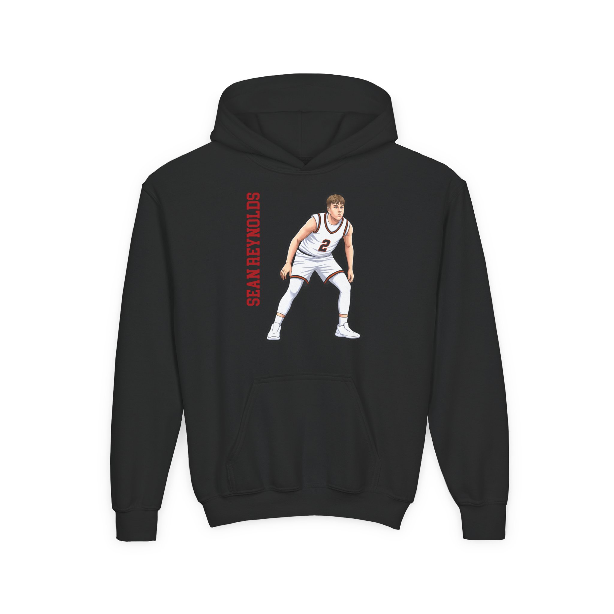 Youth Hoodie — character_name_vertical in Black