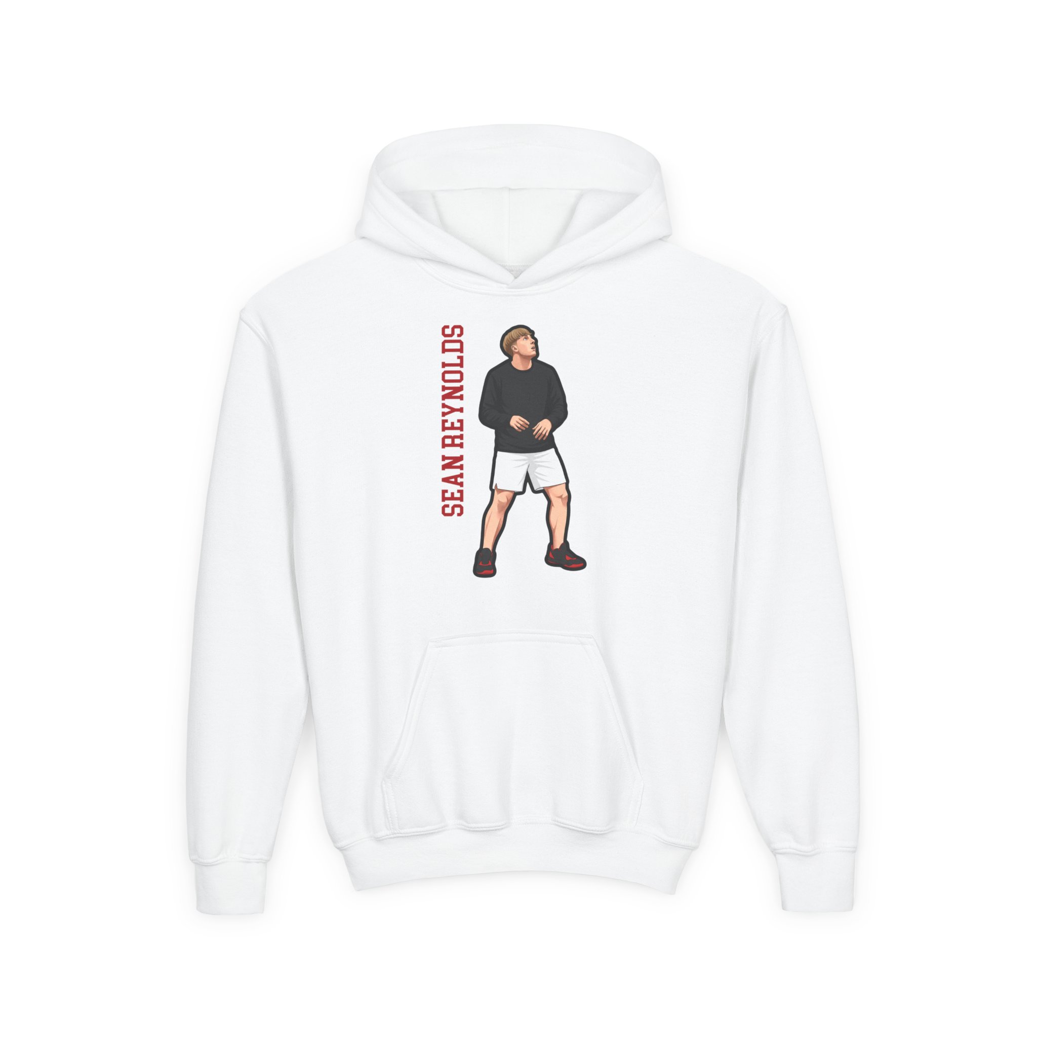 Youth Hoodie — character_name_vertical in White