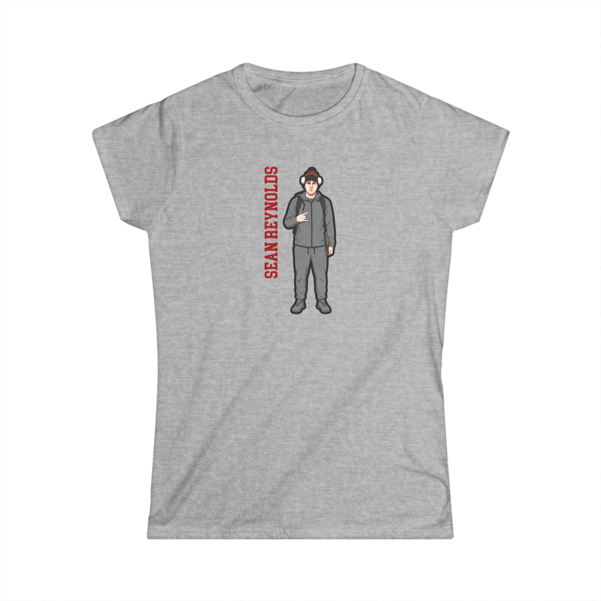 Women's Softstyle Tee — character_name_vertical in Grey