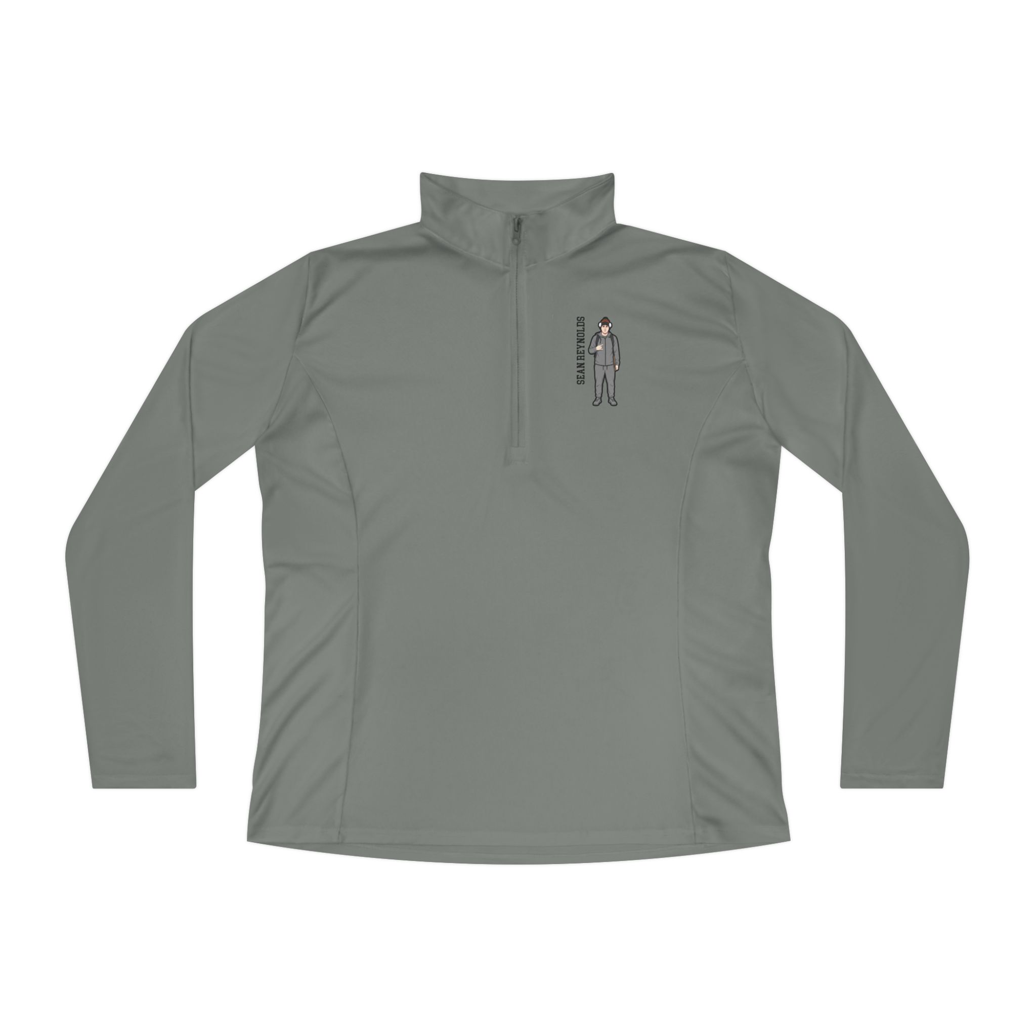 Women's Q-Zip Pullover — character_name_vertical in Grey