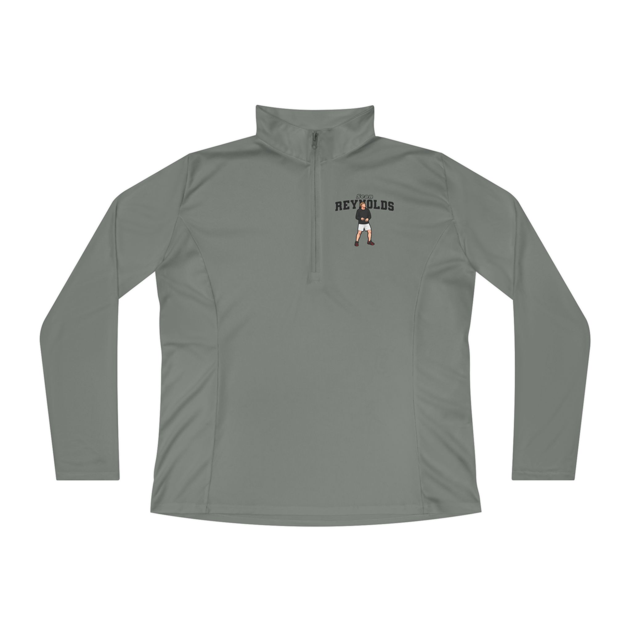 Women's Q-Zip Pullover — character_name_arch in Grey