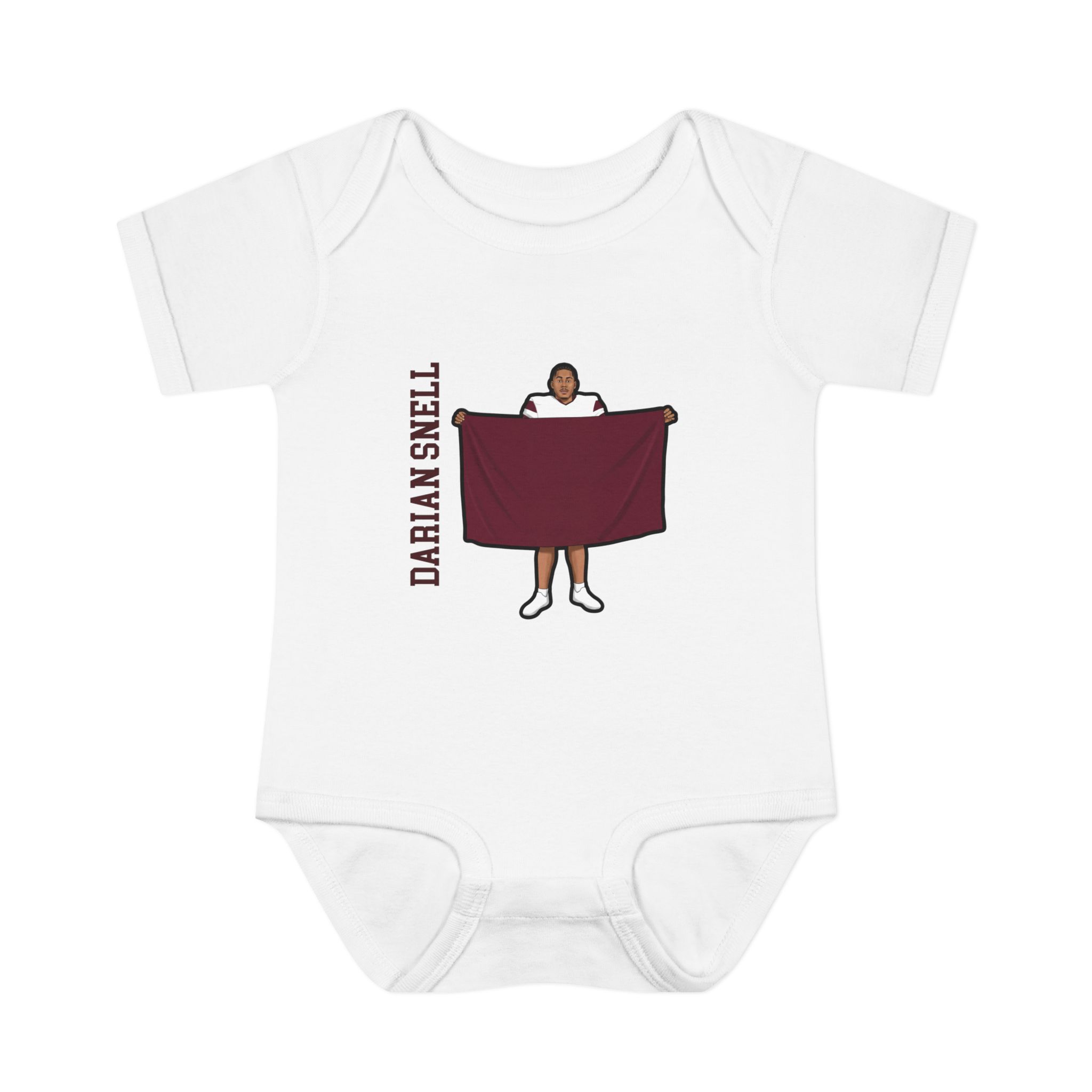 Baby Onesie — character_name_vertical in White