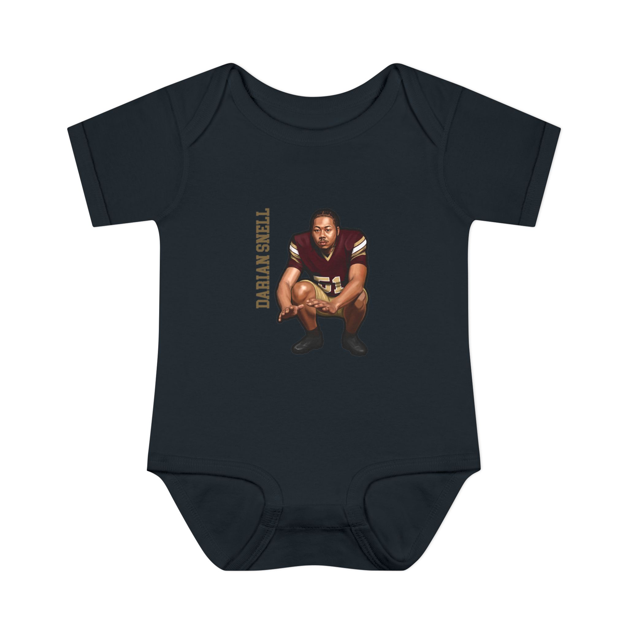 Baby Onesie — character_name_vertical in Black