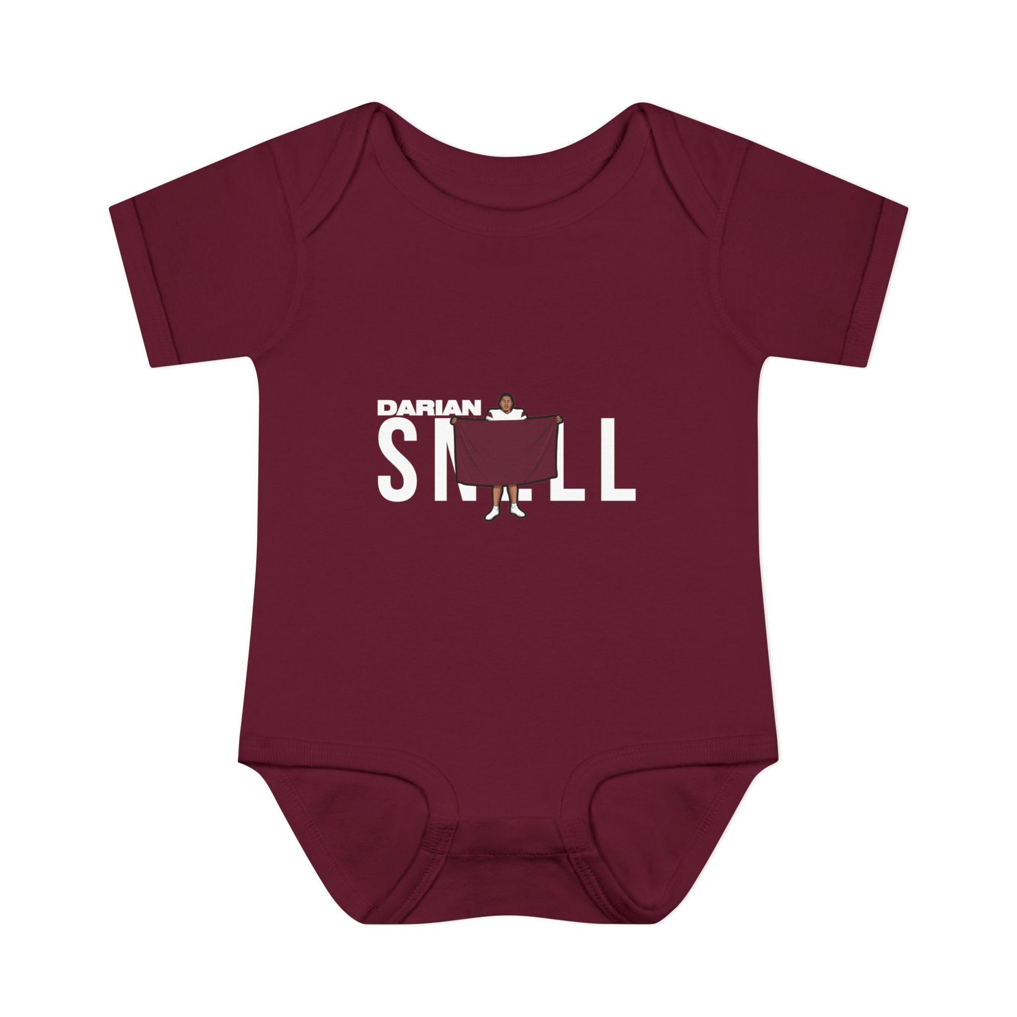 Baby Onesie — character_player_name in Maroon