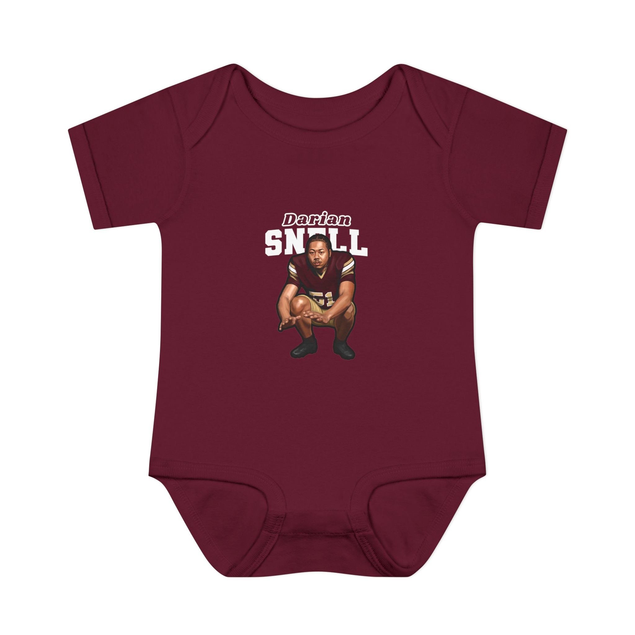 Baby Onesie — character_name_arch in Maroon