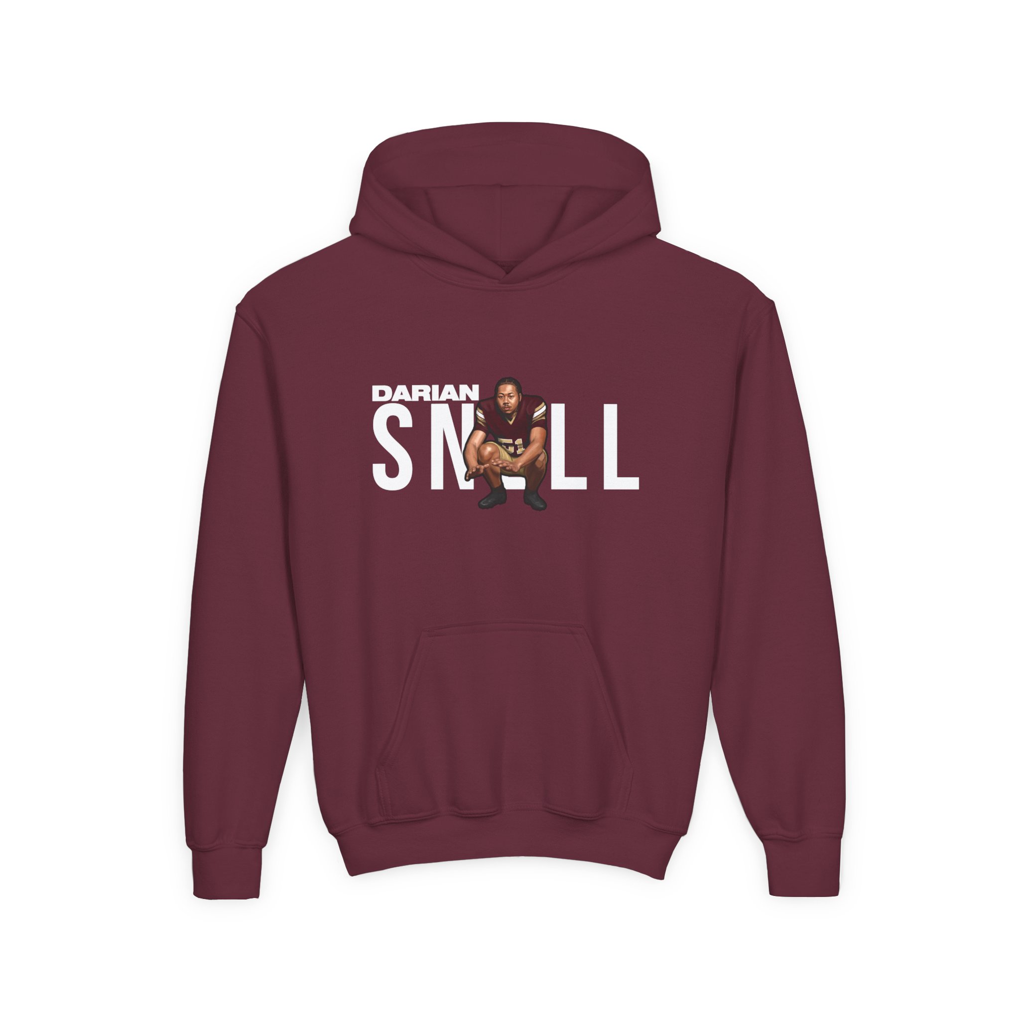 Youth Hoodie — character_player_name in Maroon
