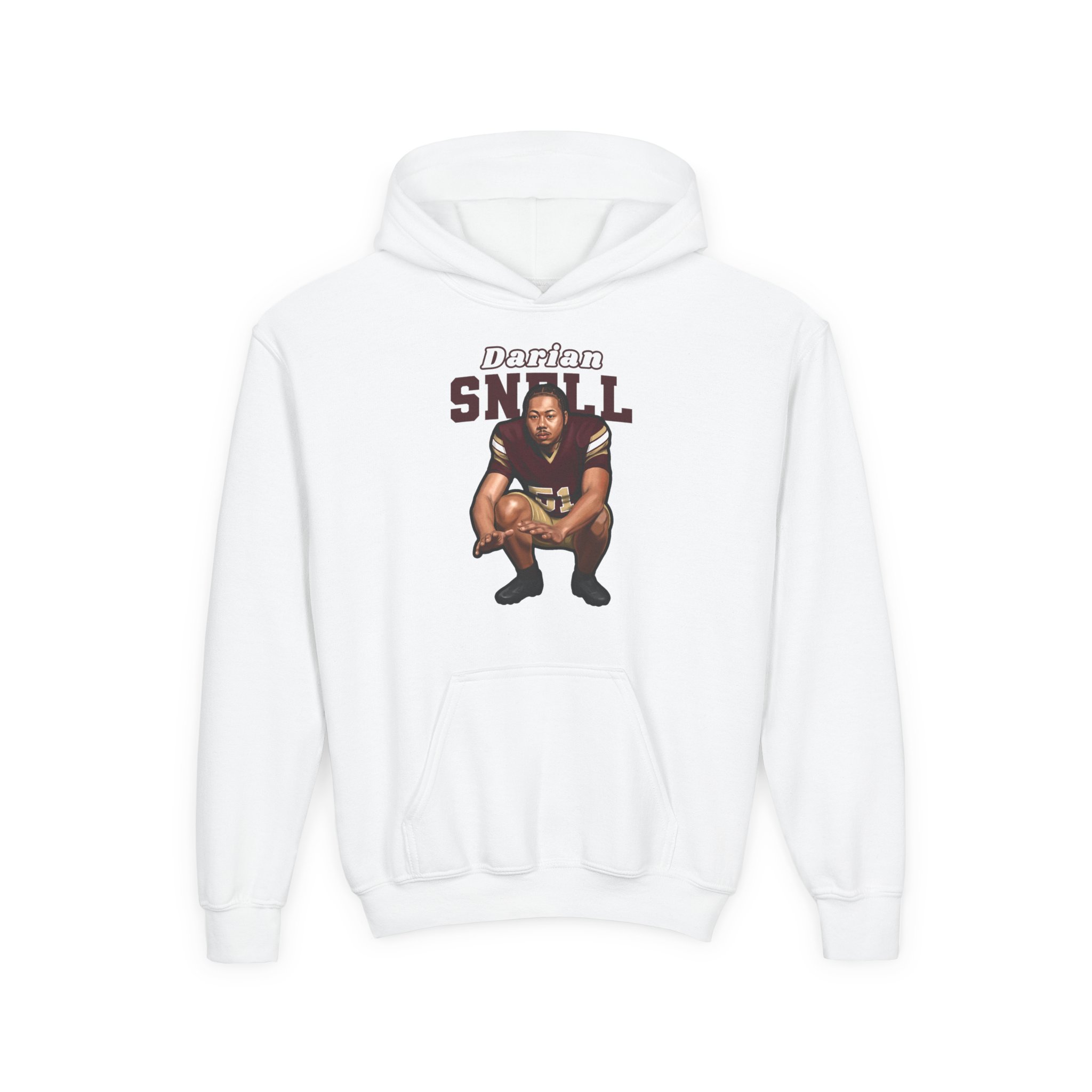 Youth Hoodie — character_name_arch in White