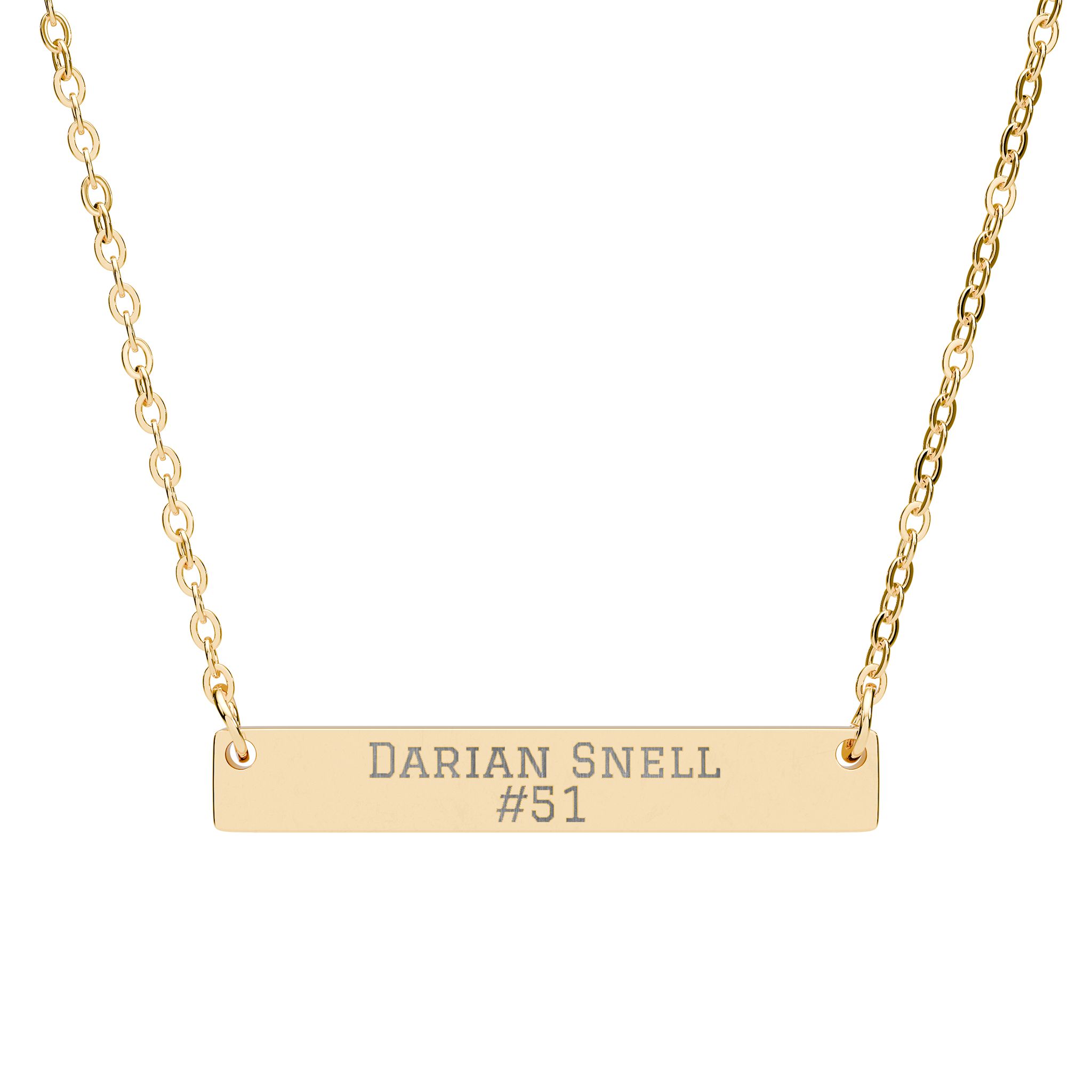 Engraved Bar Necklace — Name & Number in Gold