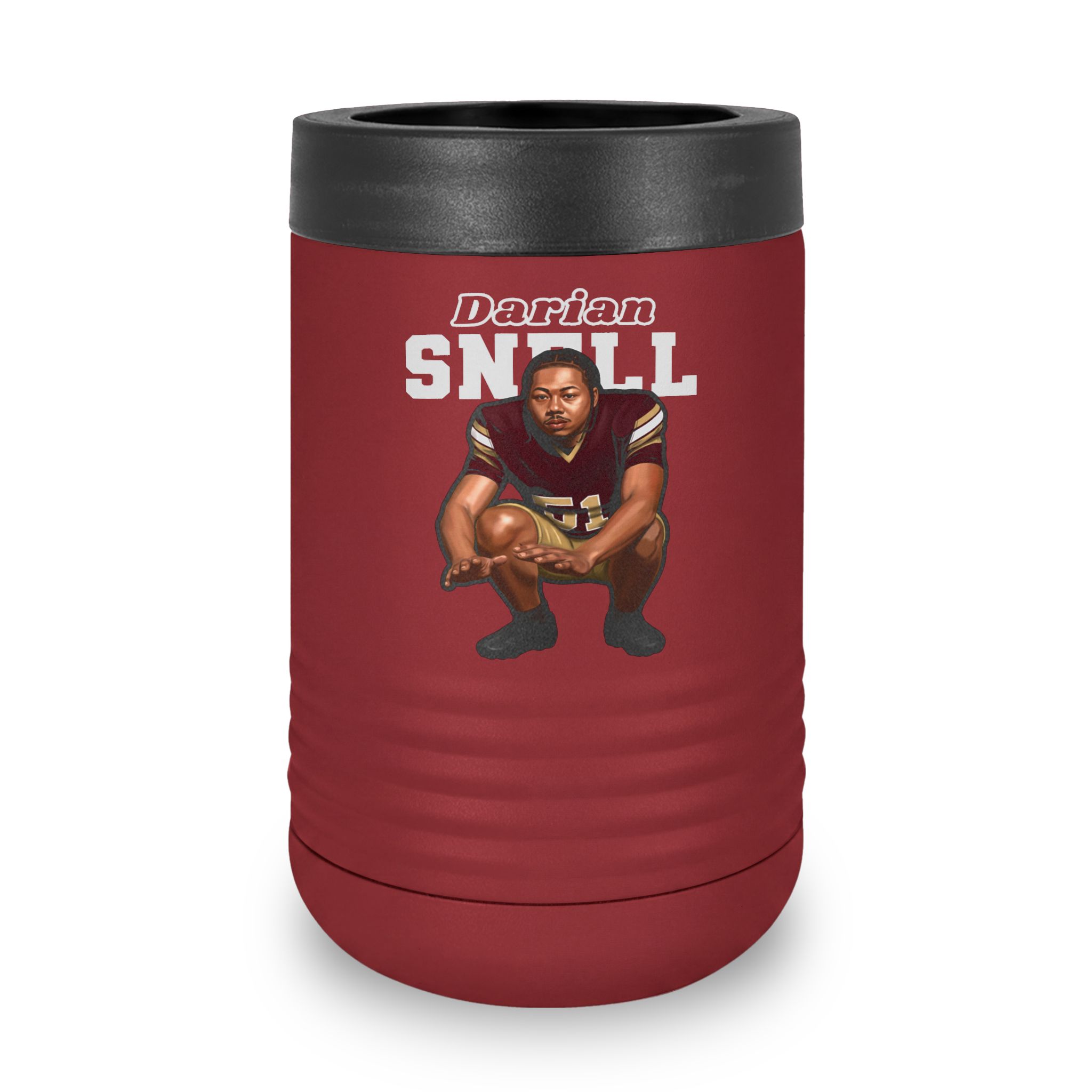 Stainless Can Cooler — character_name_arch in Maroon