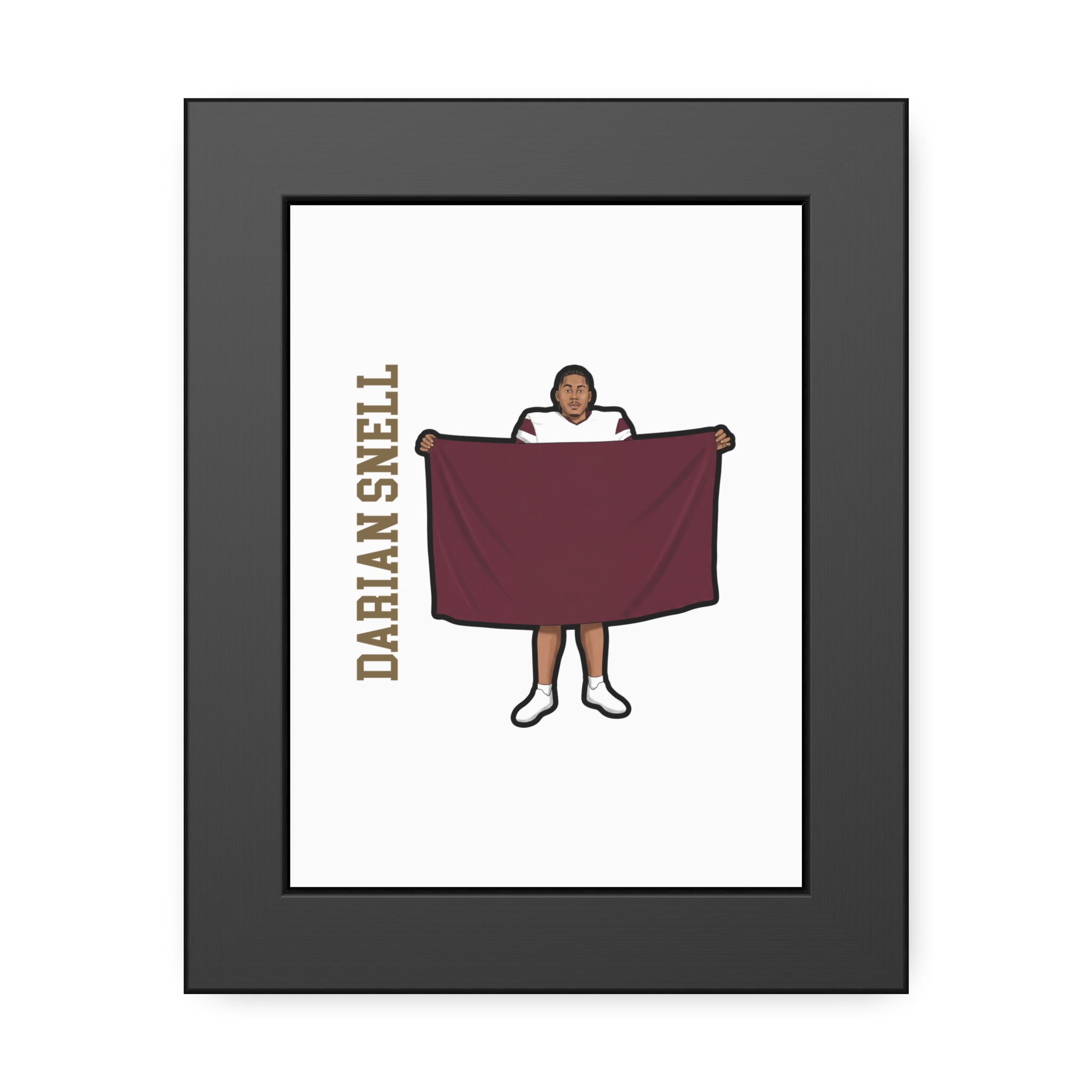 Framed Poster — character_name_vertical in Black