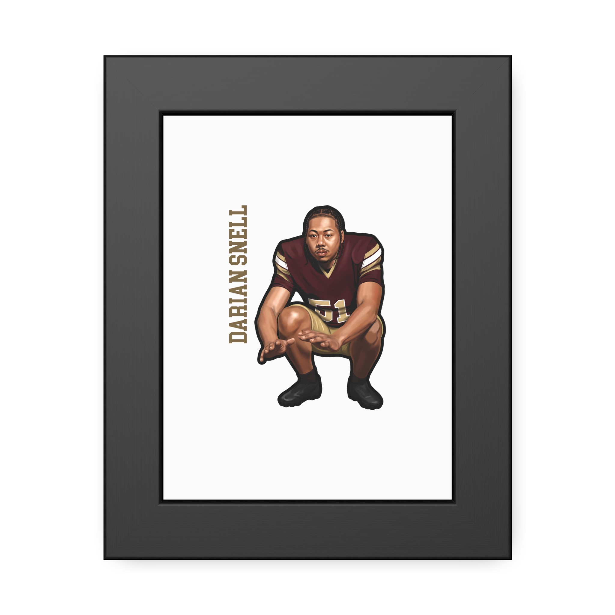 Framed Poster — character_name_vertical in Black