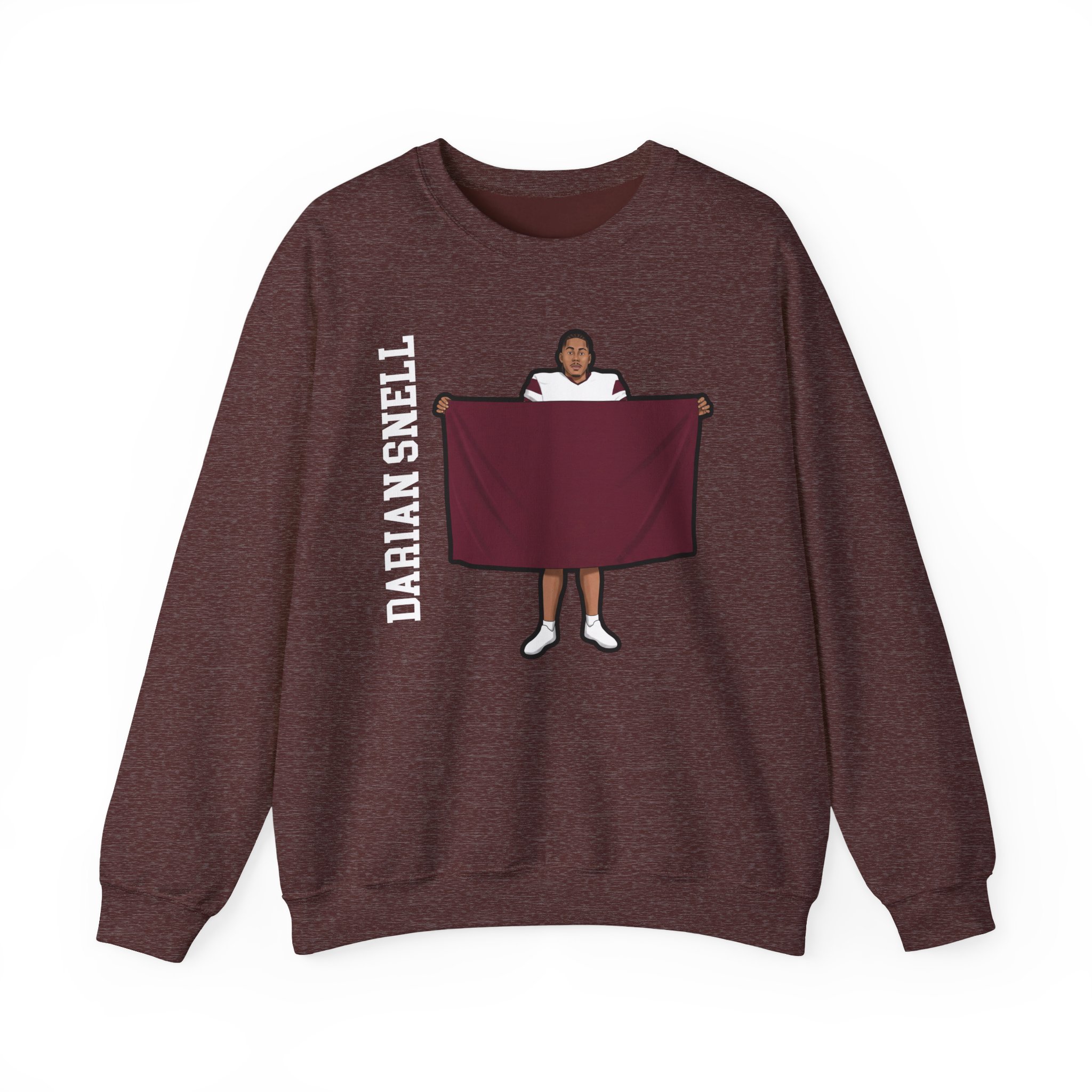 Crewneck Sweatshirt — character_name_vertical in Maroon
