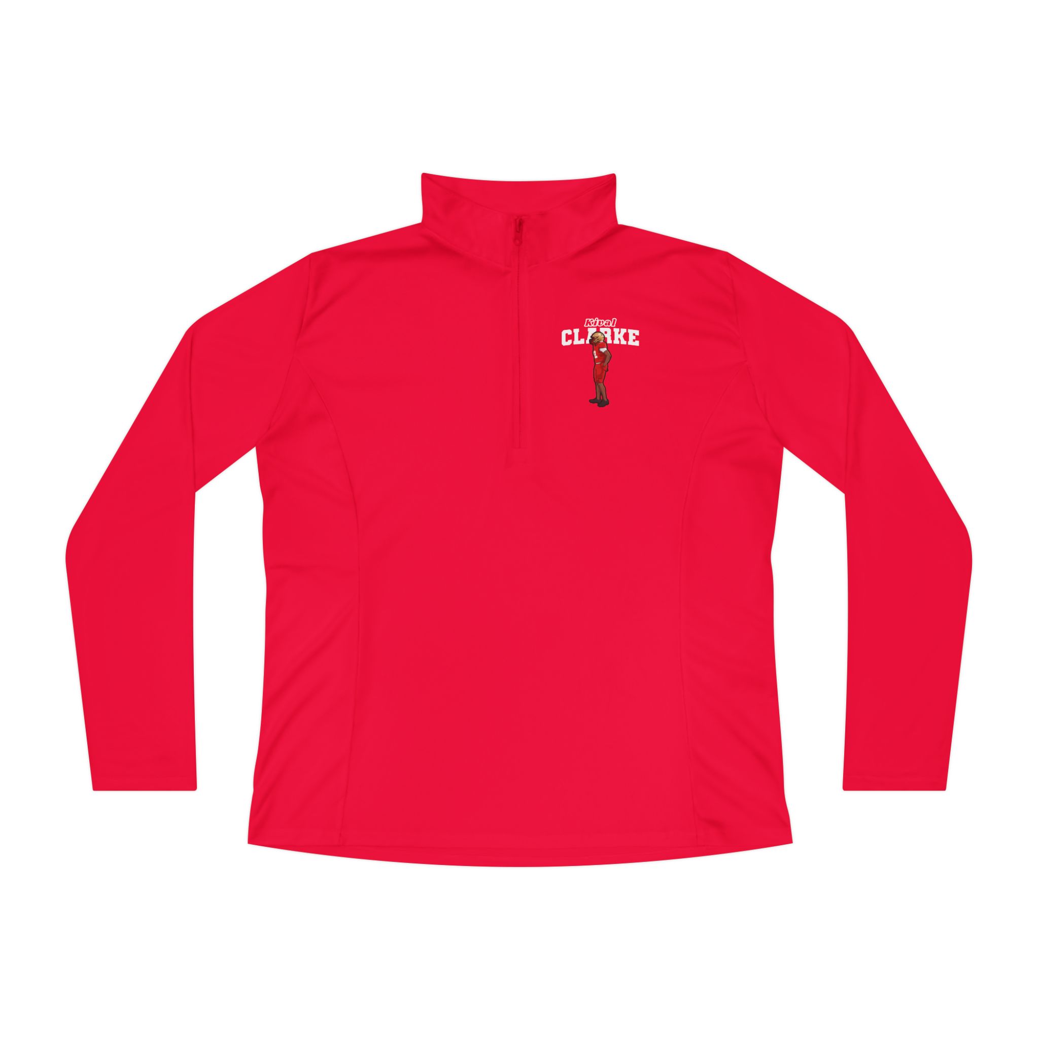 Women's Q-Zip Pullover — character_name_arch in Red