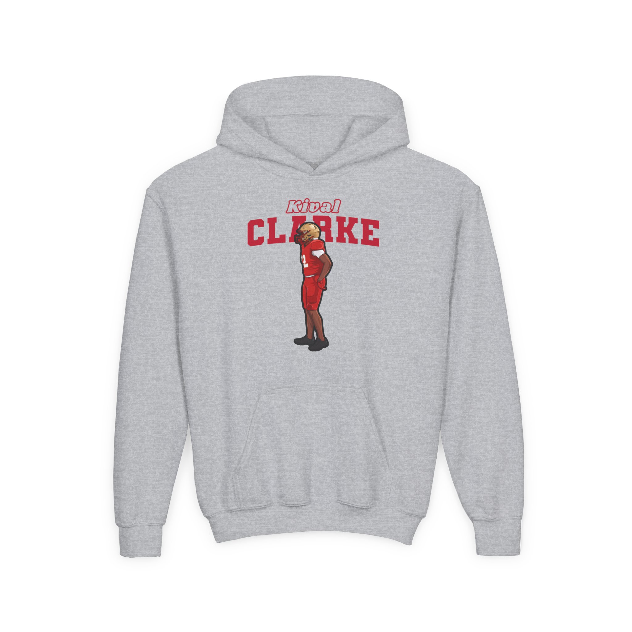 Youth Hoodie — character_name_arch in Grey