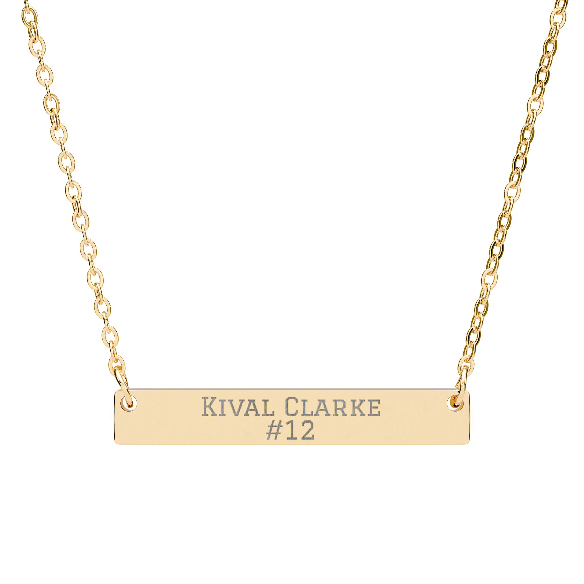 Engraved Bar Necklace — Name & Number in Gold