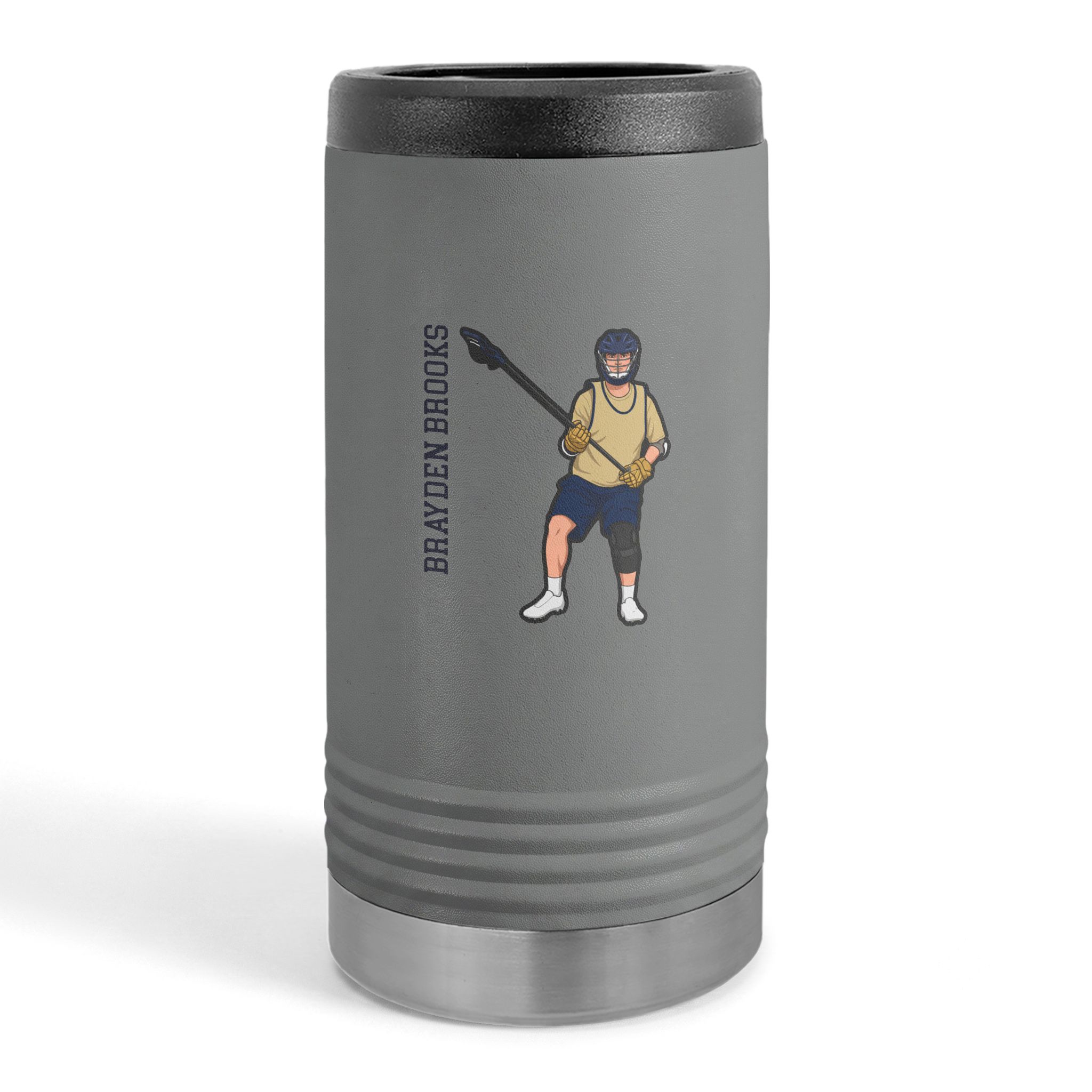 Slim Stainless Can Cooler — character_name_vertical in Grey
