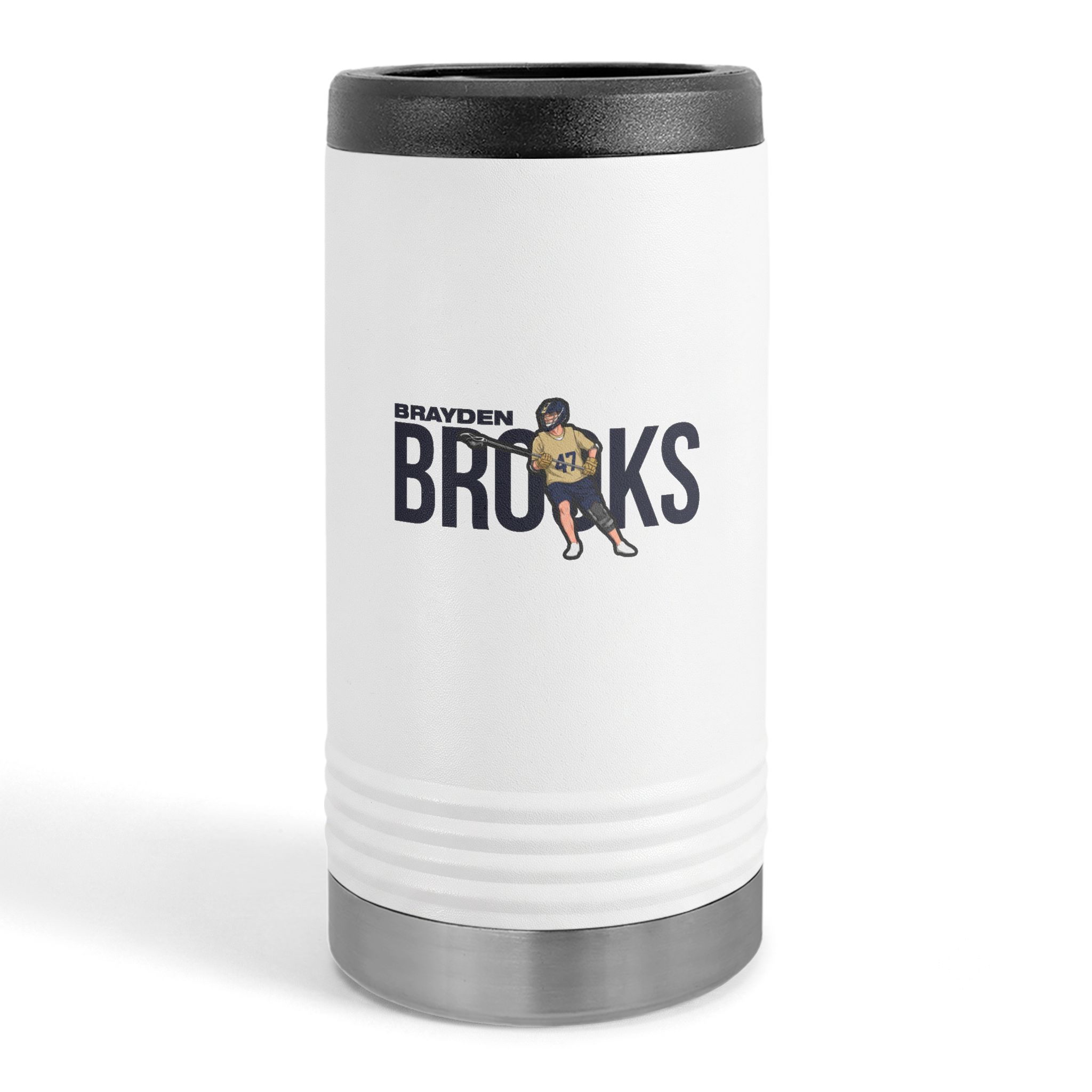 Slim Stainless Can Cooler — character_player_name in White