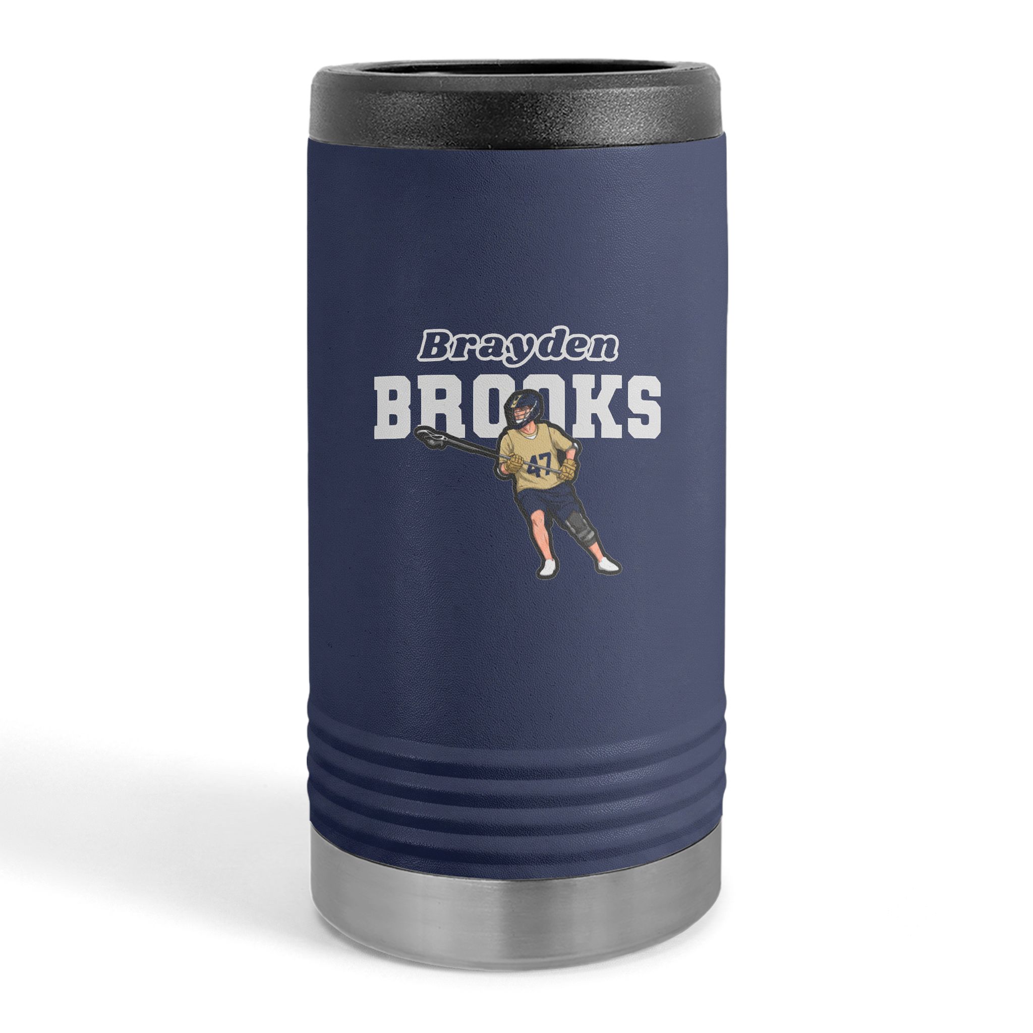 Slim Stainless Can Cooler — character_name_arch in Navy