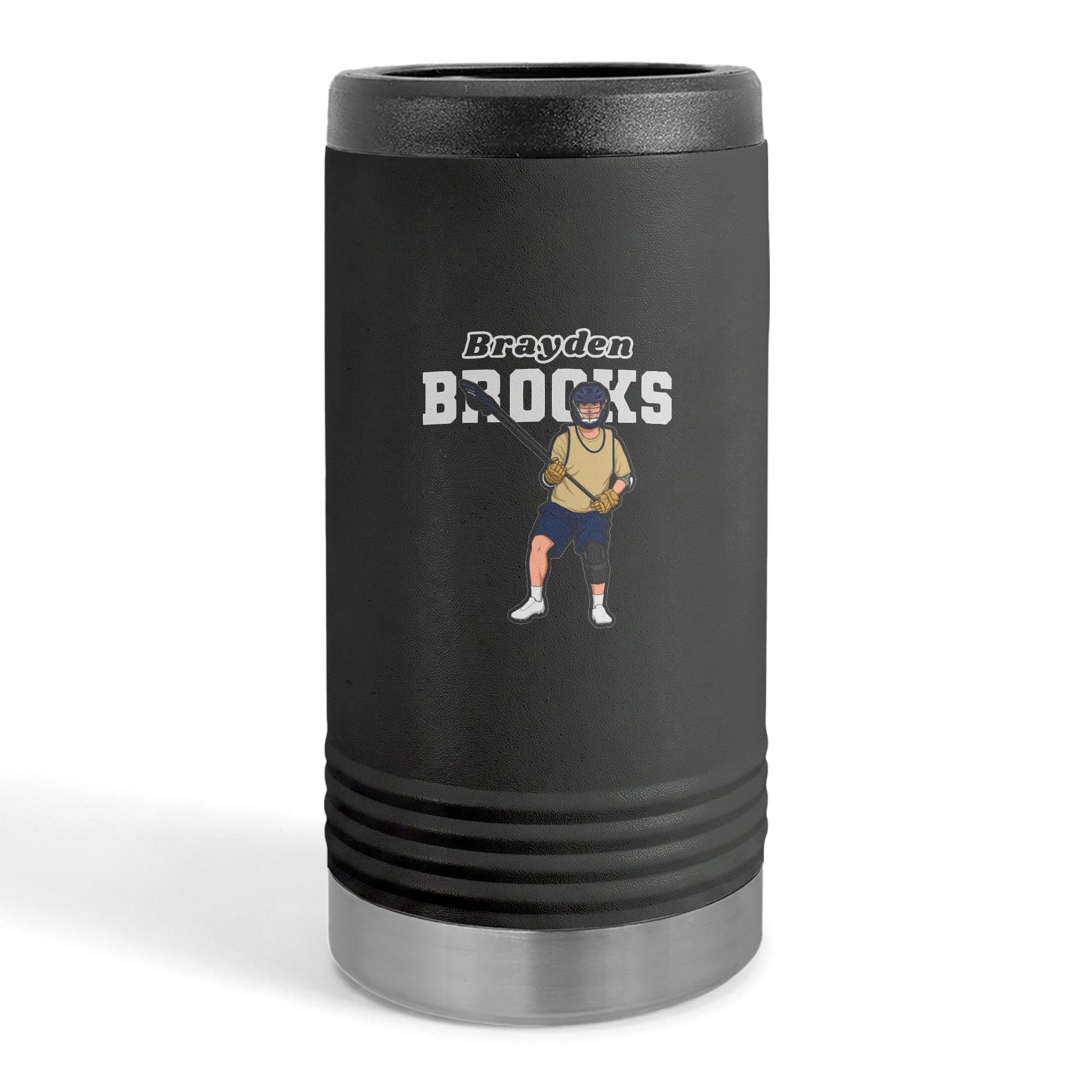 Slim Stainless Can Cooler — character_name_arch in Black