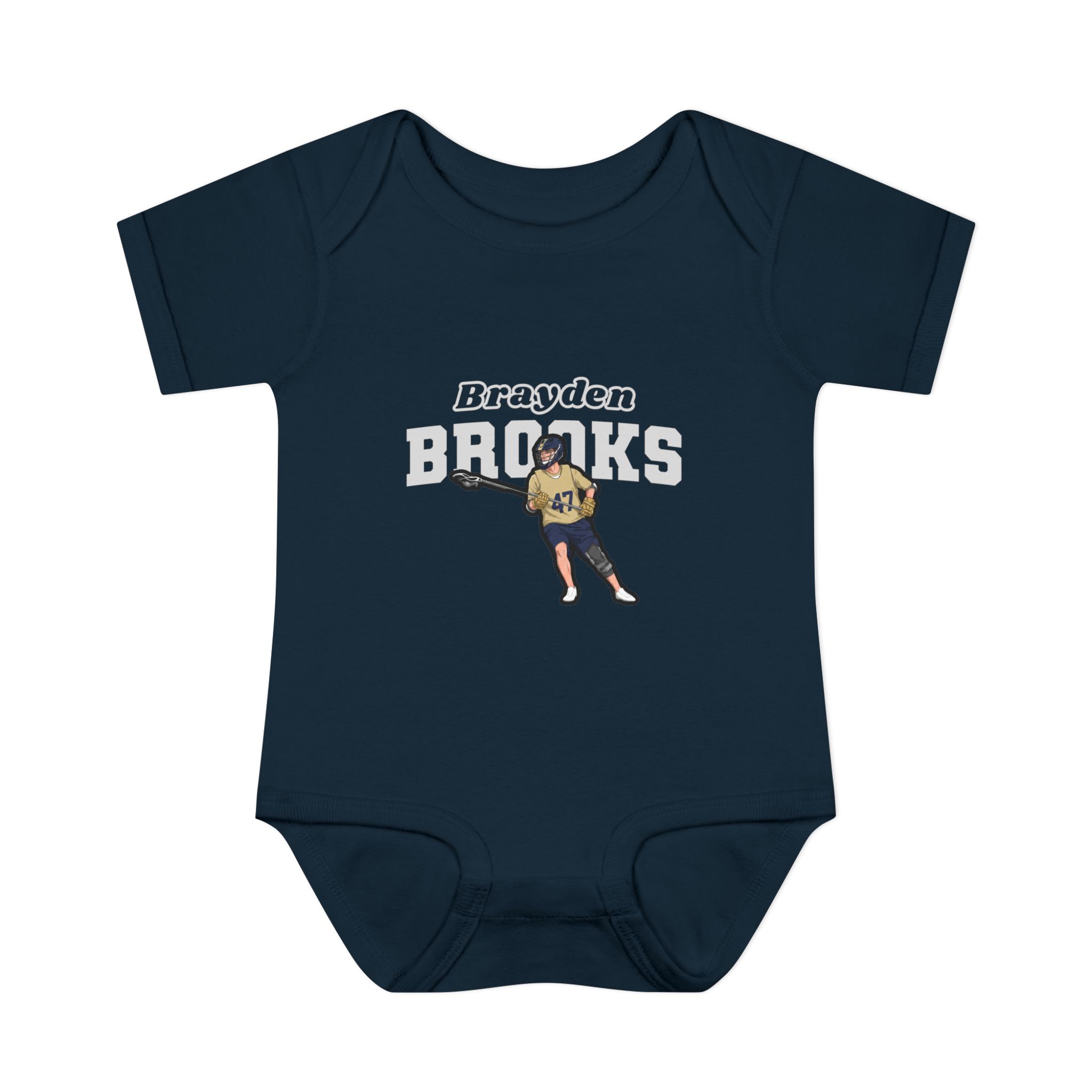 Baby Onesie — character_name_arch in Navy